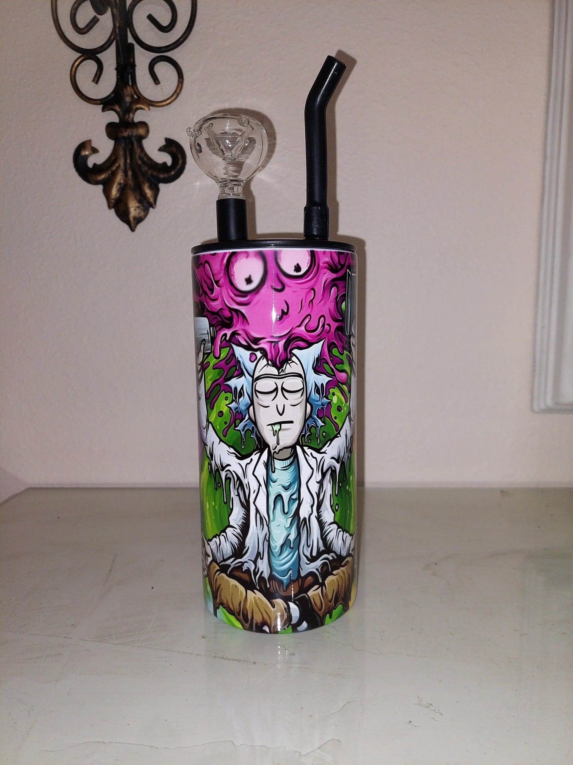 Melting Rick and Morty Sublimation Hookah Tumbler Design
