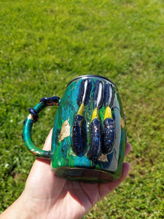 Acrylic Pour 3D Epoxy Dragon Claws Coffee Mug Tumbler