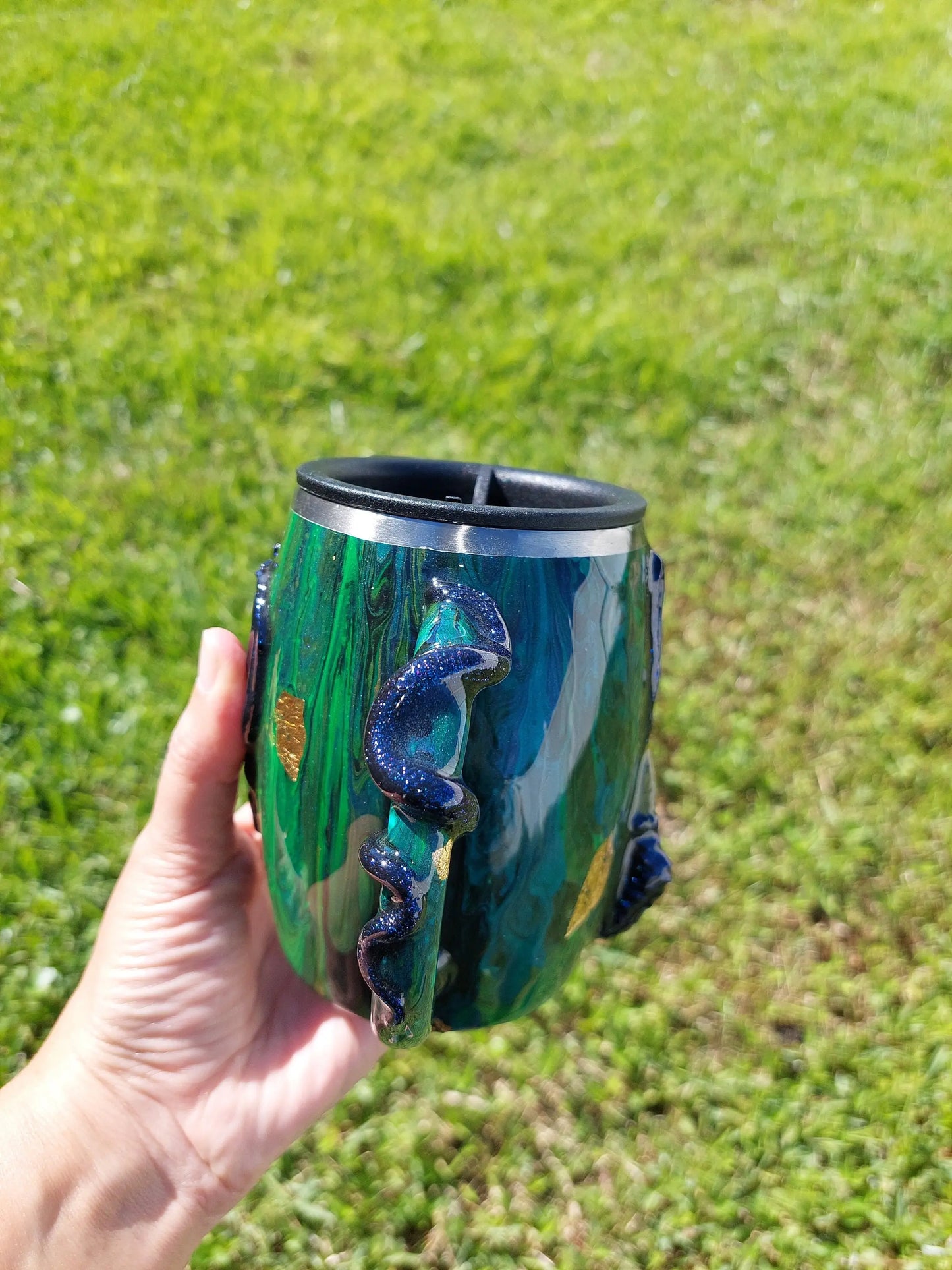 Acrylic Pour 3D Epoxy Dragon Claws Coffee Mug Tumbler