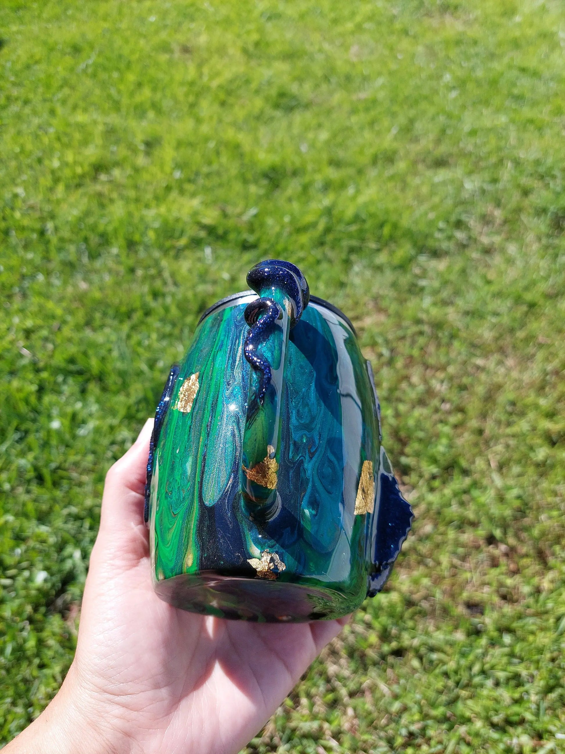 Acrylic Pour 3D Epoxy Dragon Claws Coffee Mug Tumbler