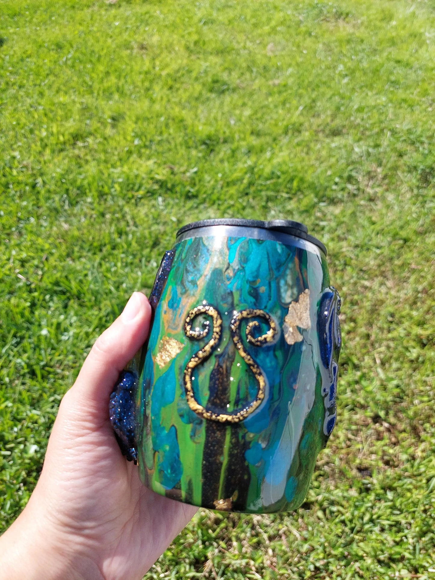 Acrylic Pour 3D Epoxy Dragon Claws Coffee Mug Tumbler