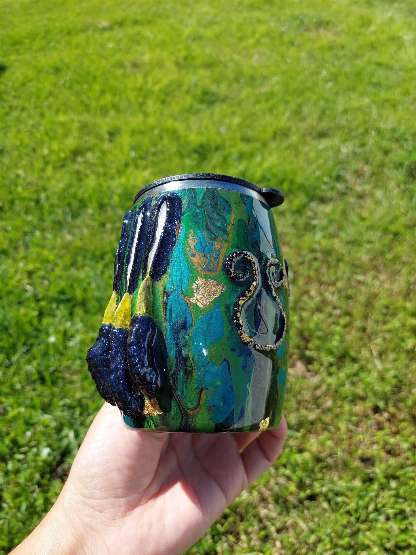 Acrylic Pour 3D Epoxy Dragon Claws Coffee Mug Tumbler