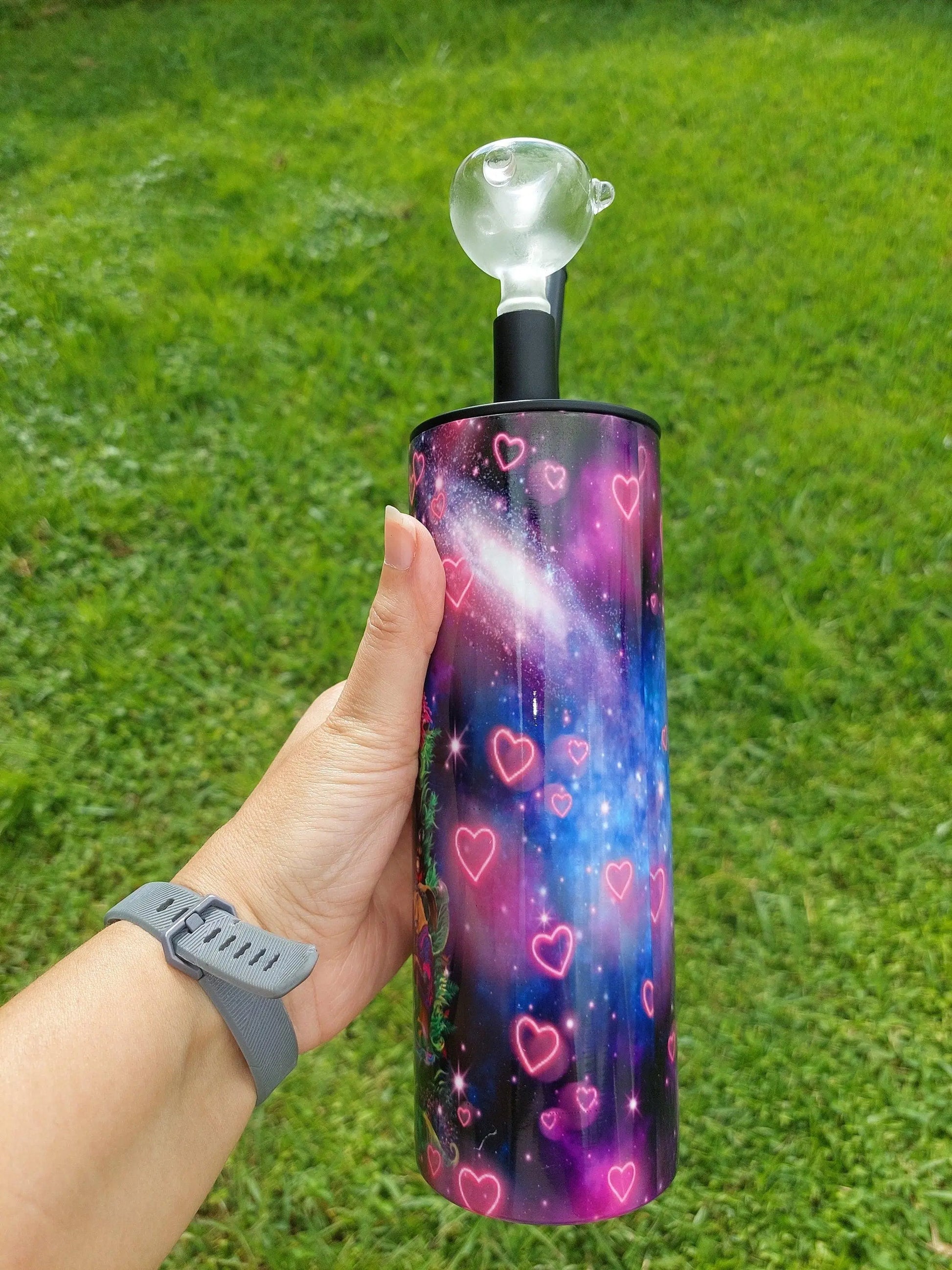 Alice Design with Pink Glowing Hearts Hookah Tumbler aka Cold Smoke