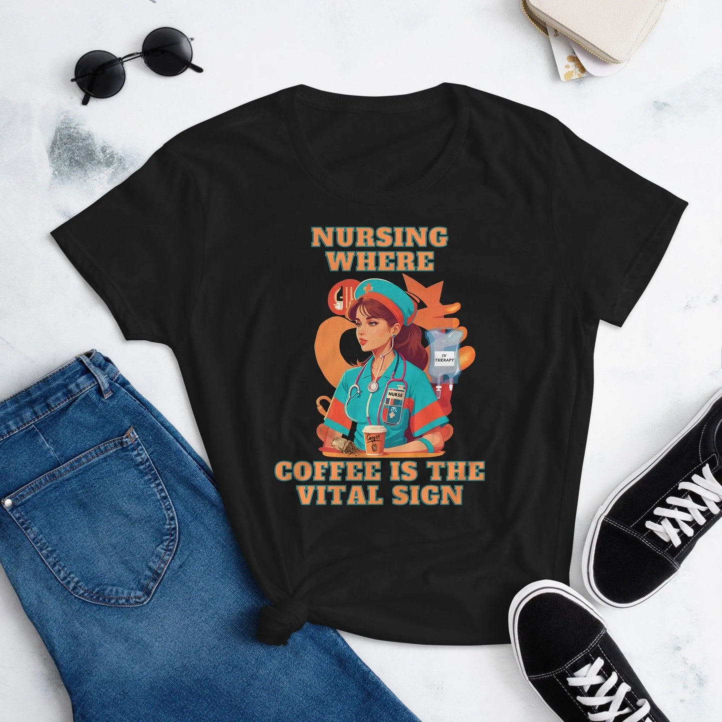 Boho Nurse Vibes Nursing Where Coffee is the Vital Sign Neuro, Oncology Nurse Apparel for Healthcare Heroes. Top-selling design!