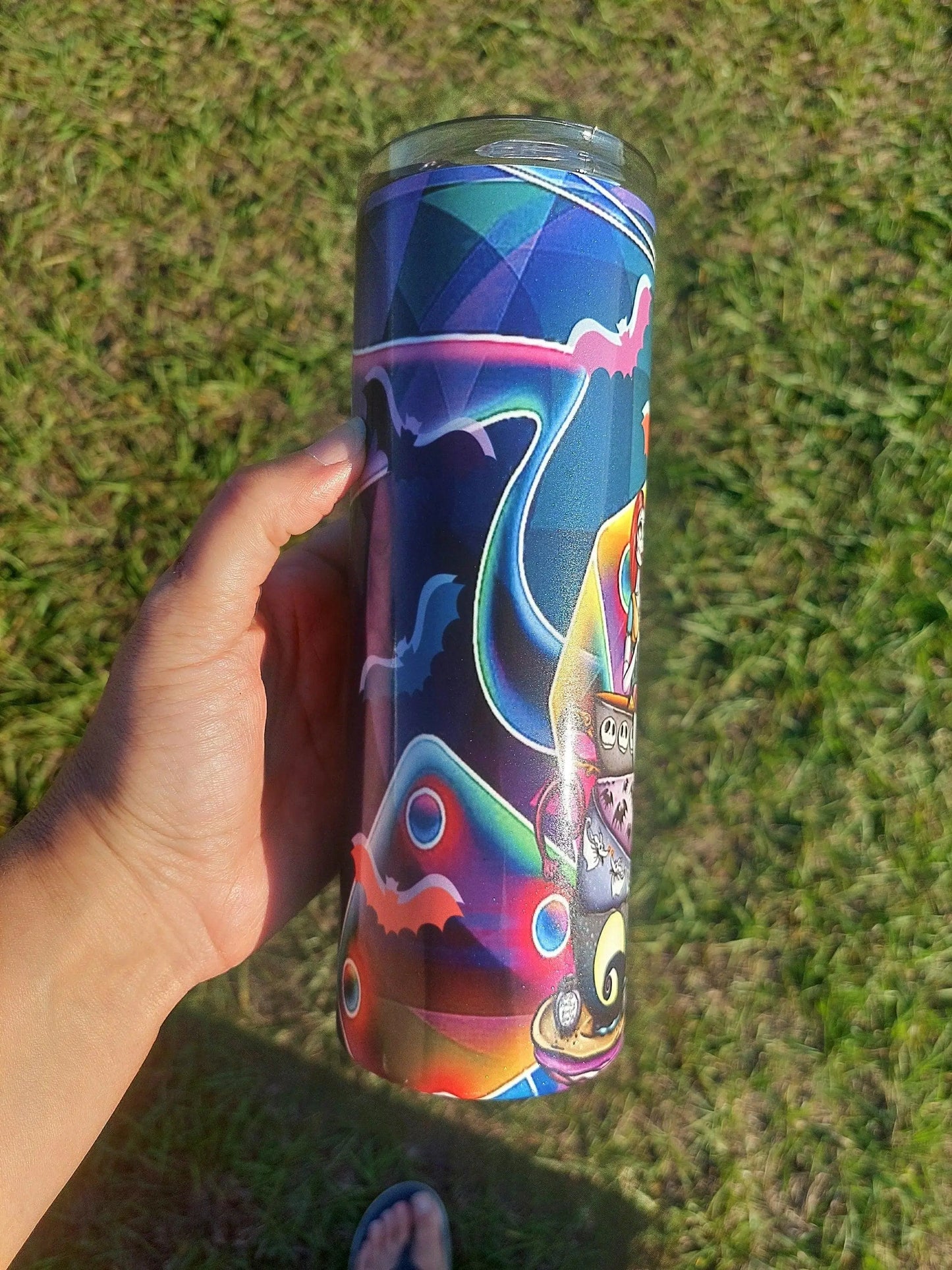 Colorful Retro Style The Nightmare Before Christmas Sublimation Tumbler - Panoptic Handmade
