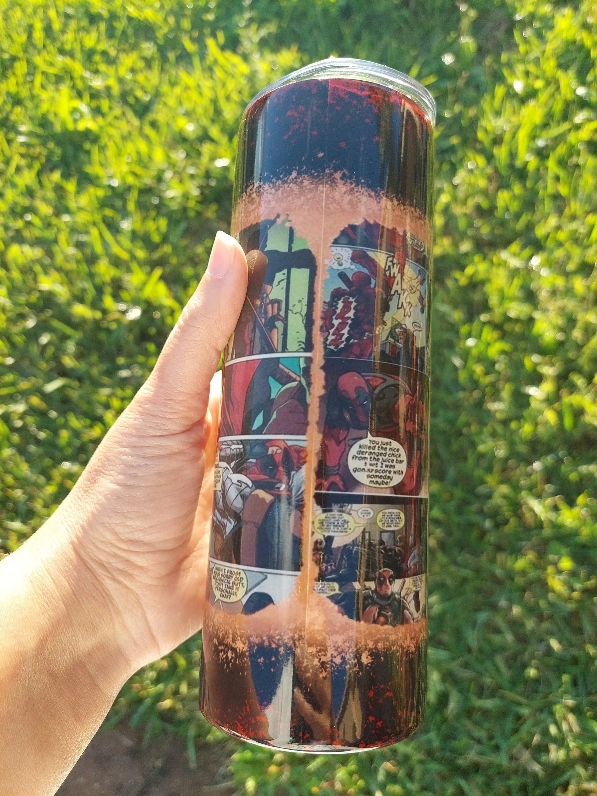 Deadpool Fanbased Comic Sublimation Tumbler - Panoptic Handmade