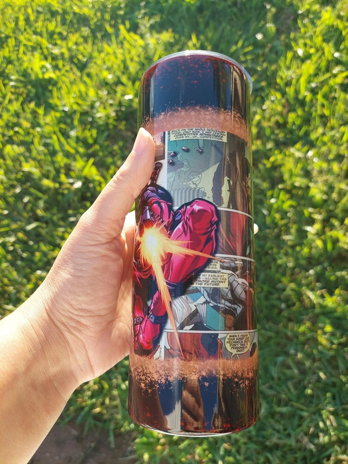 Deadpool Fanbased Comic Sublimation Tumbler - Panoptic Handmade