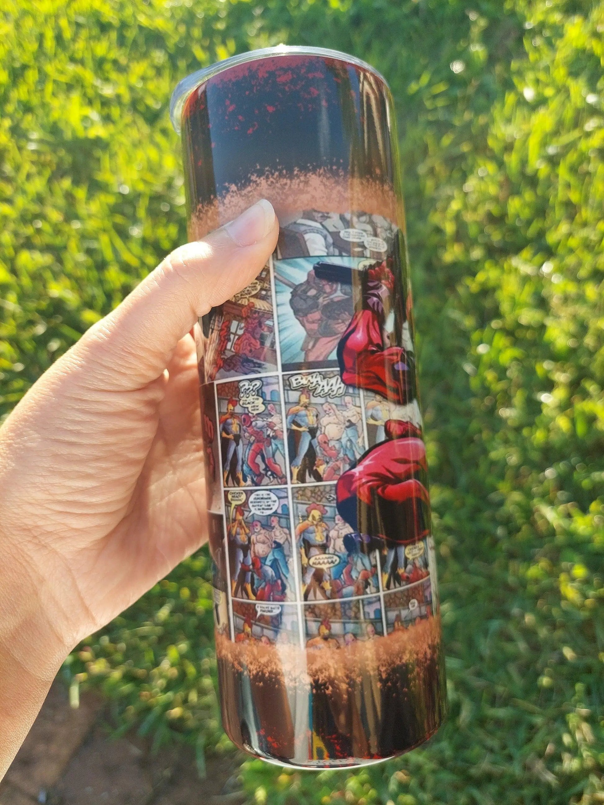Deadpool Fanbased Comic Sublimation Tumbler - Panoptic Handmade