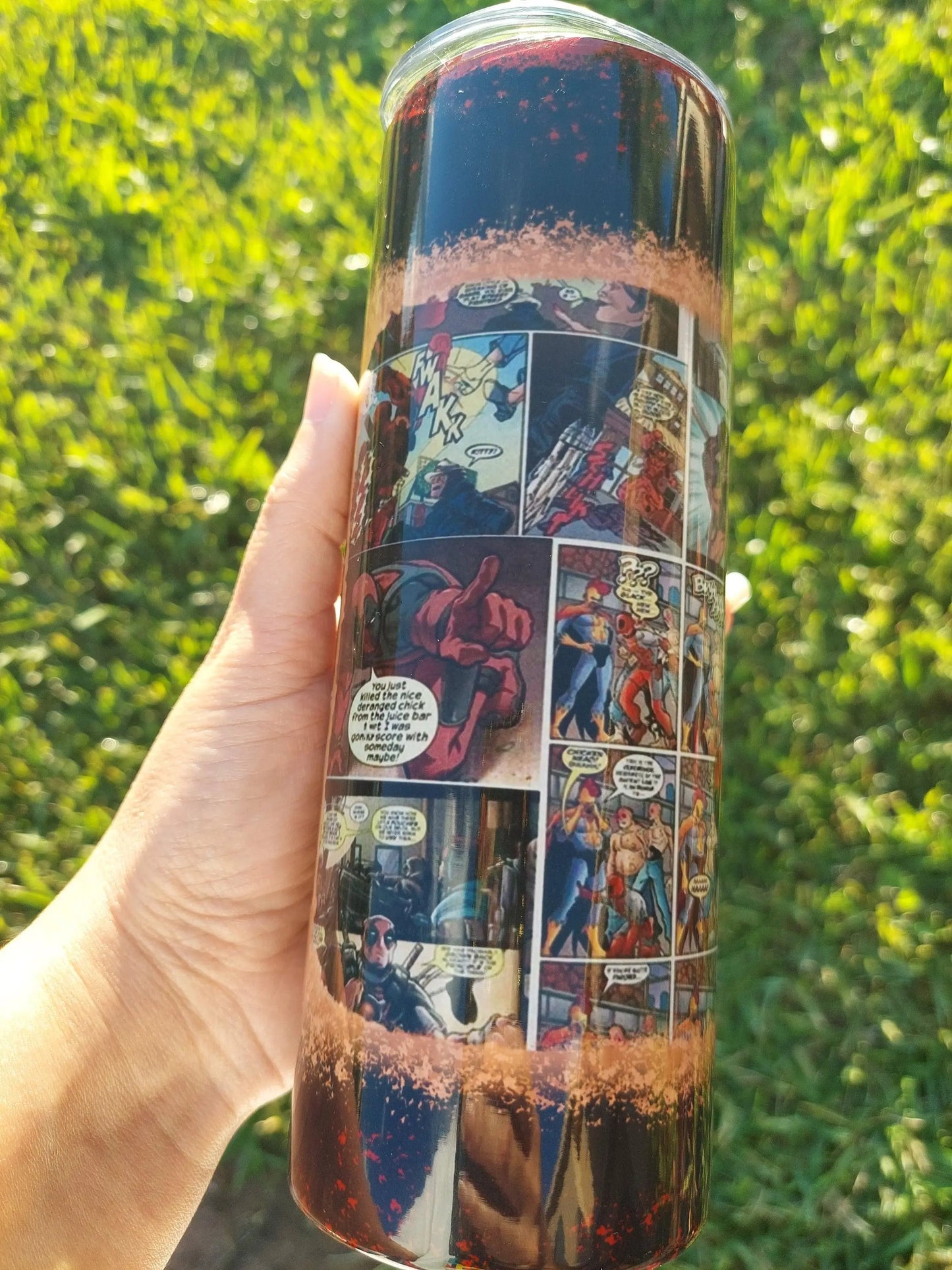 Deadpool Fanbased Comic Sublimation Tumbler - Panoptic Handmade