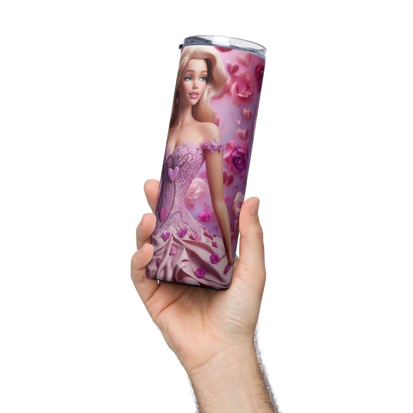 Elegant Barbie in Pink Gown Tumbler - Stainless Steel, 20oz, Metal Straw - Hot or Cold Drinks On The Go!