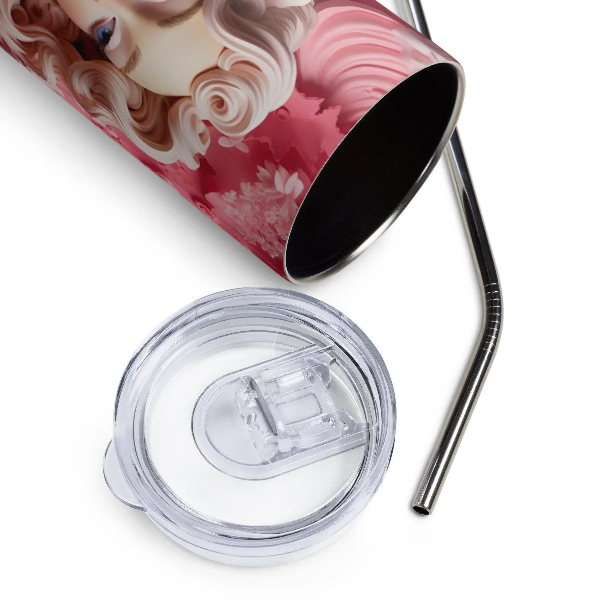 Elegant Barbie Princess Tumbler - Whimsical Pink Dress Design - Stainless Steel 20oz Tumbler with Metal Straw