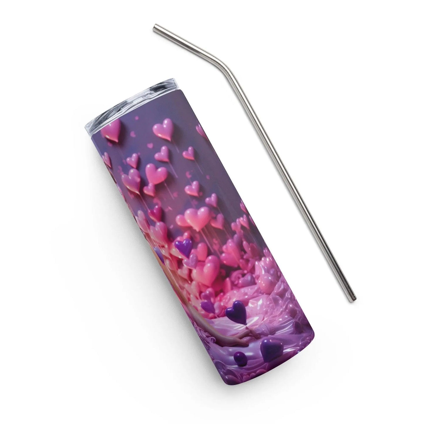 Elegant Barbie Stainless Steel Tumbler - Whimsical Patterns & Floating Hearts - Hot and Cold Drinks On the Go!