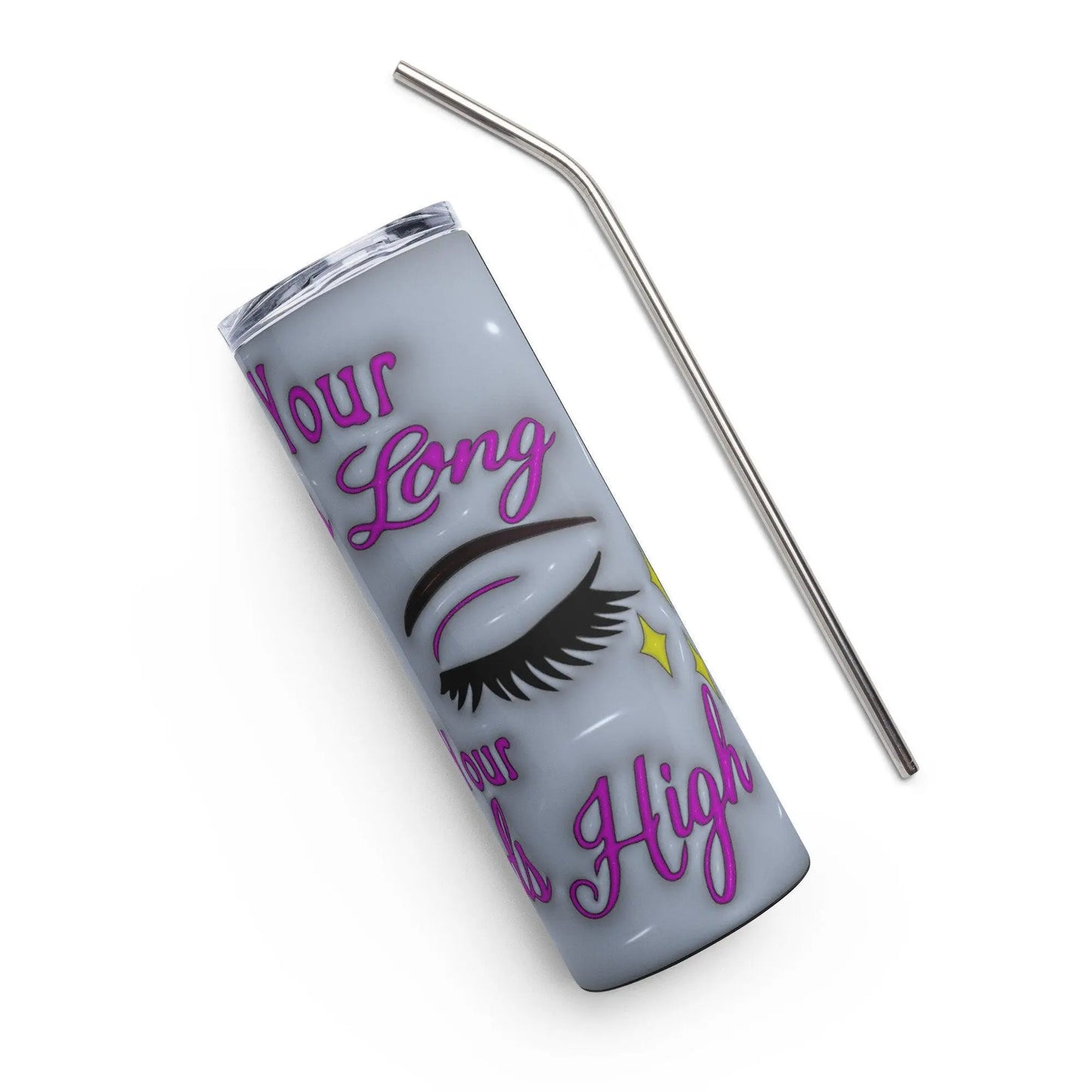 Elevate Your Sips: 'Keep Your Lashes Long and Your Standards High' Tumbler - Stylish Stainless Steel with 3D Inflated Design