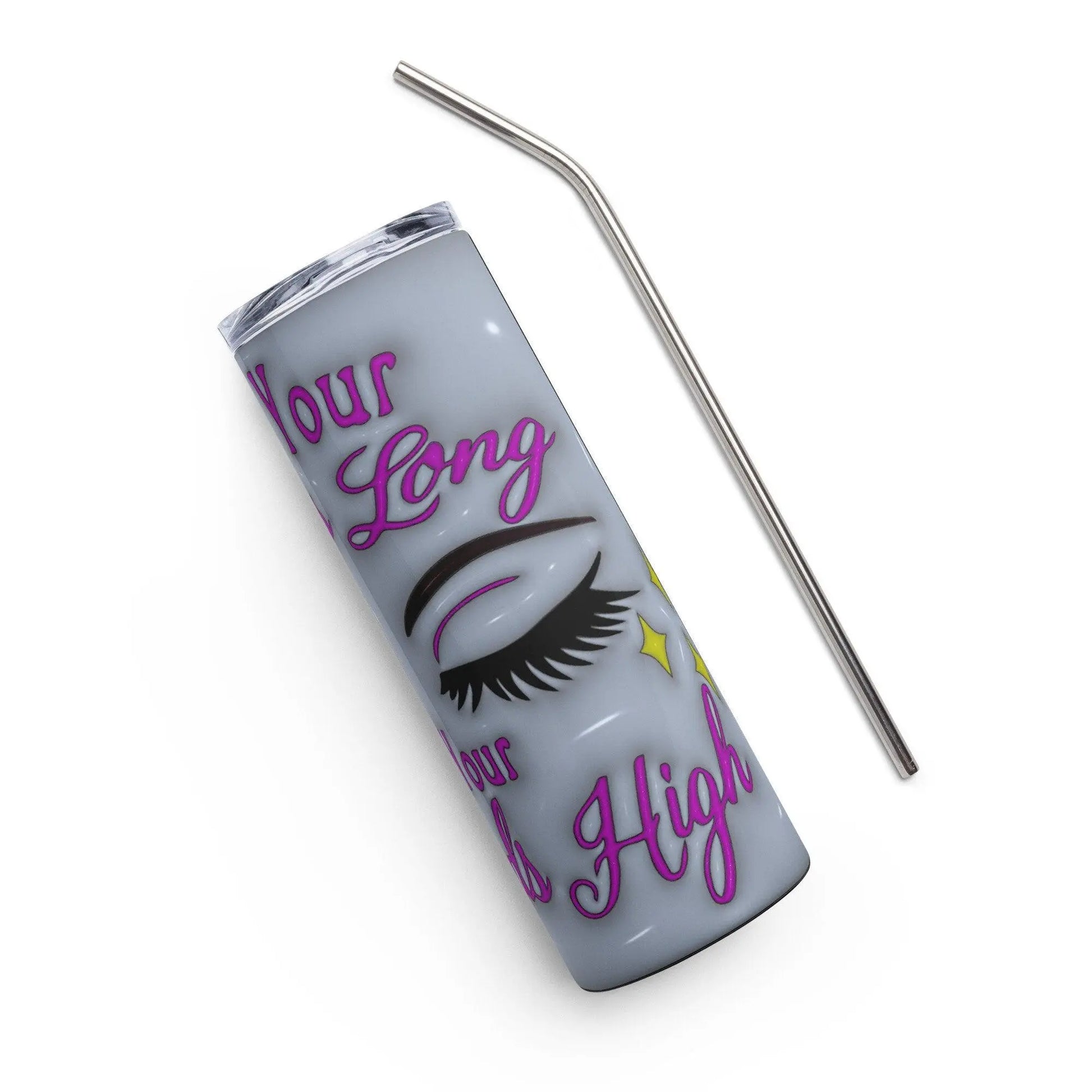 Elevate Your Sips: 'Keep Your Lashes Long and Your Standards High' Tumbler - Stylish Stainless Steel with 3D Inflated Design