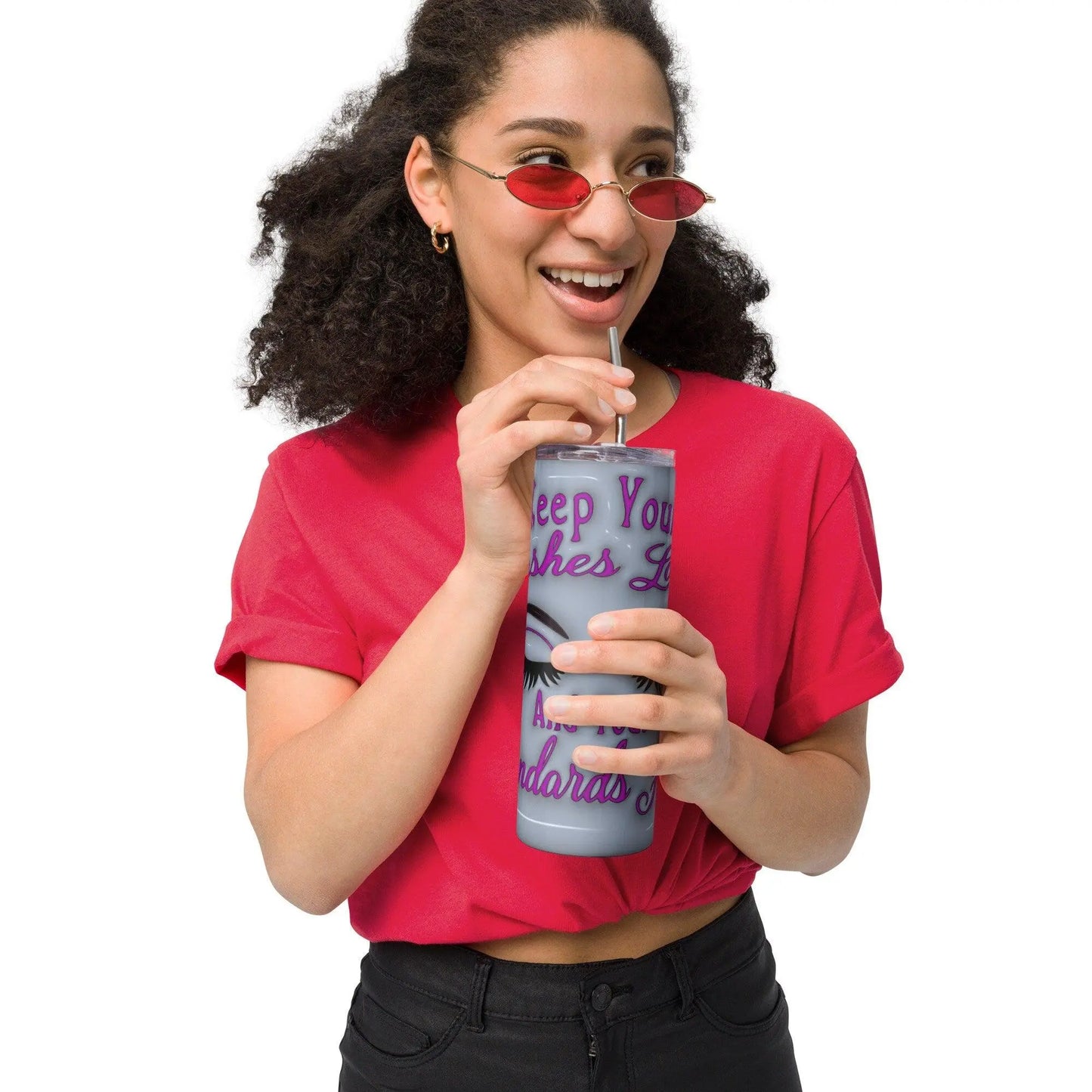 Elevate Your Sips: 'Keep Your Lashes Long and Your Standards High' Tumbler - Stylish Stainless Steel with 3D Inflated Design