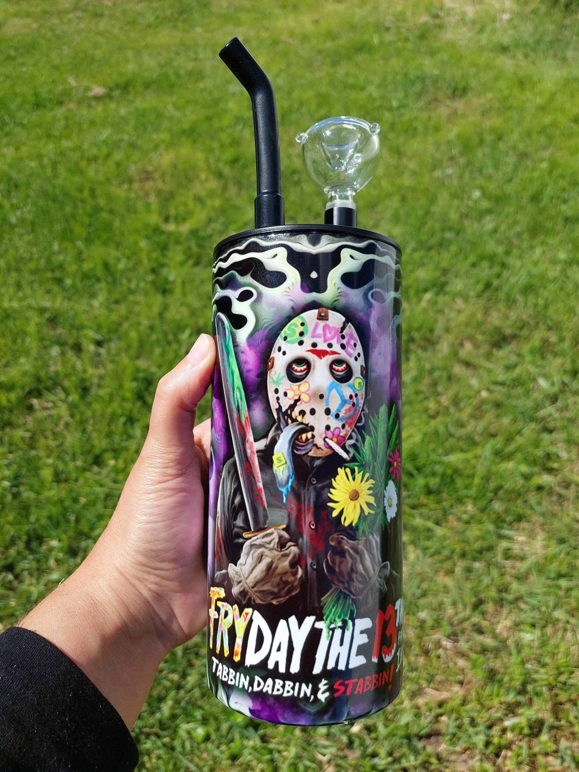 Friday The 13th Jason Voorhees Marijuana Hookah Sublimation Tumbler
