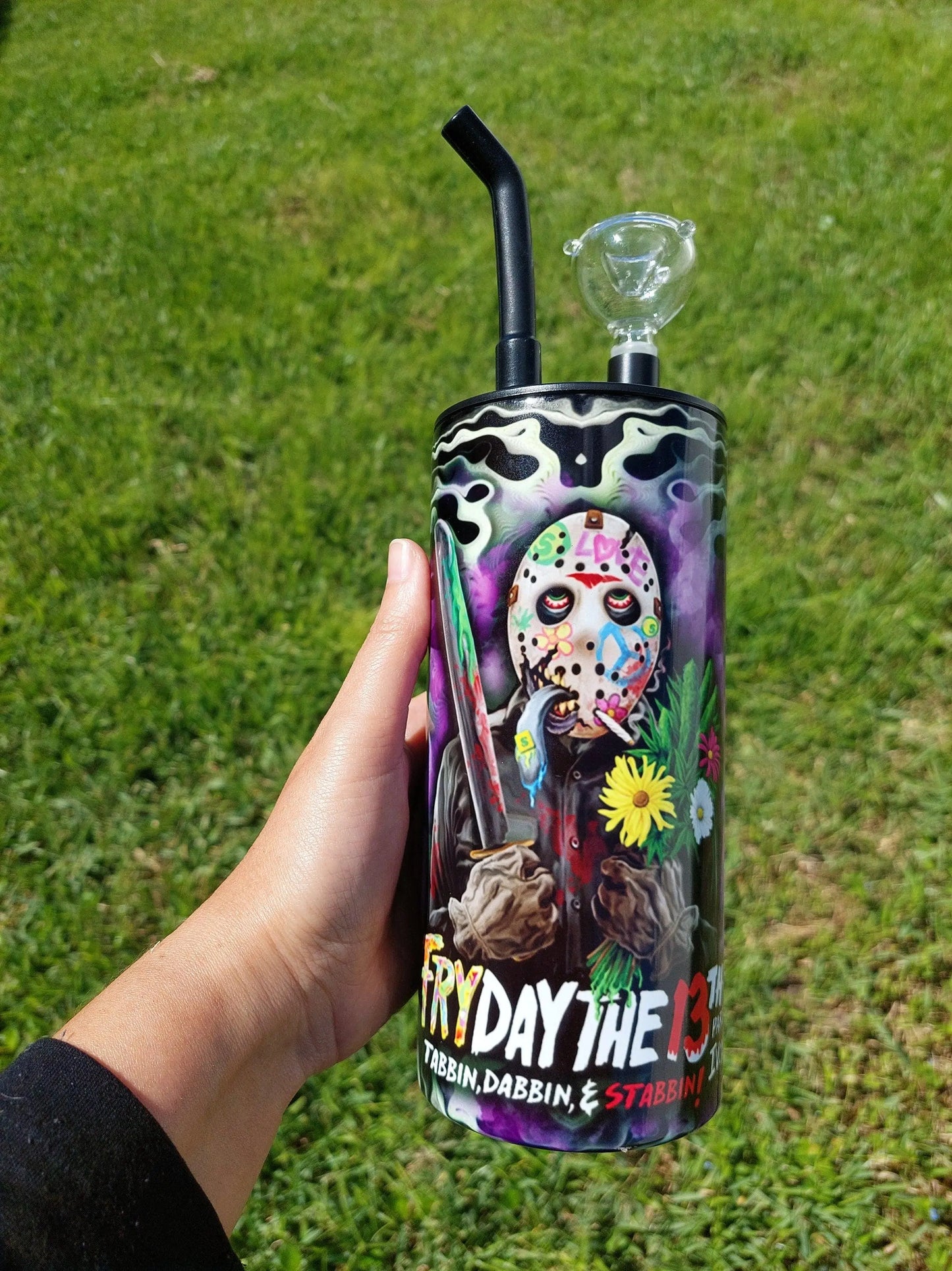 Friday The 13th Jason Voorhees Marijuana Hookah Sublimation Tumbler