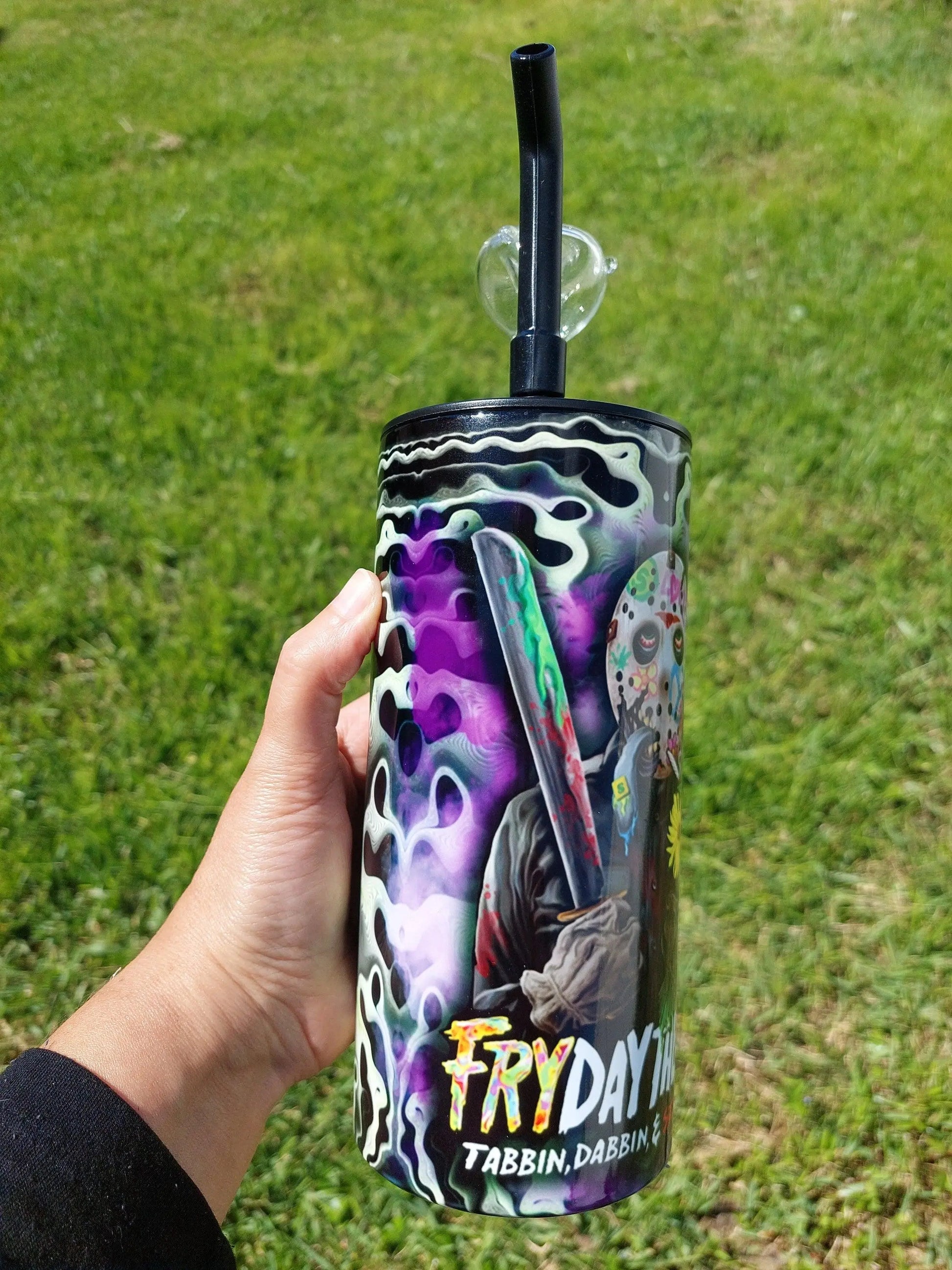 Friday The 13th Jason Voorhees Marijuana Hookah Sublimation Tumbler