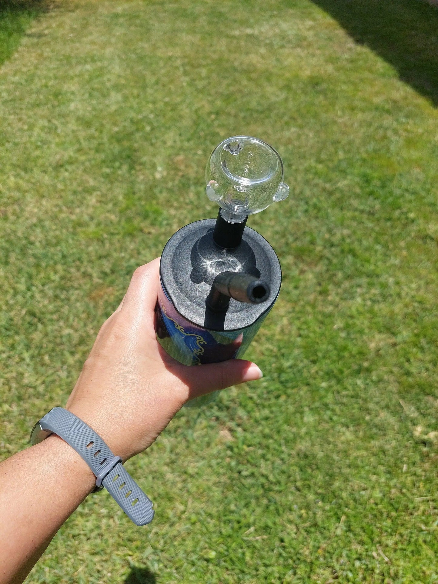 Hookah Tumbler, Blue Swirl Marijuana Cold Smoke Sublimation Tumbler