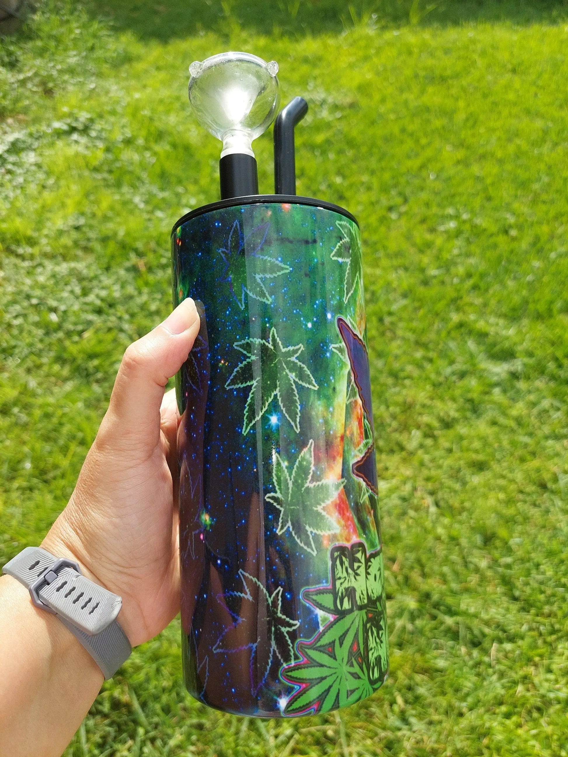 Hookah Tumbler with Jack Skellington Marijuana Design