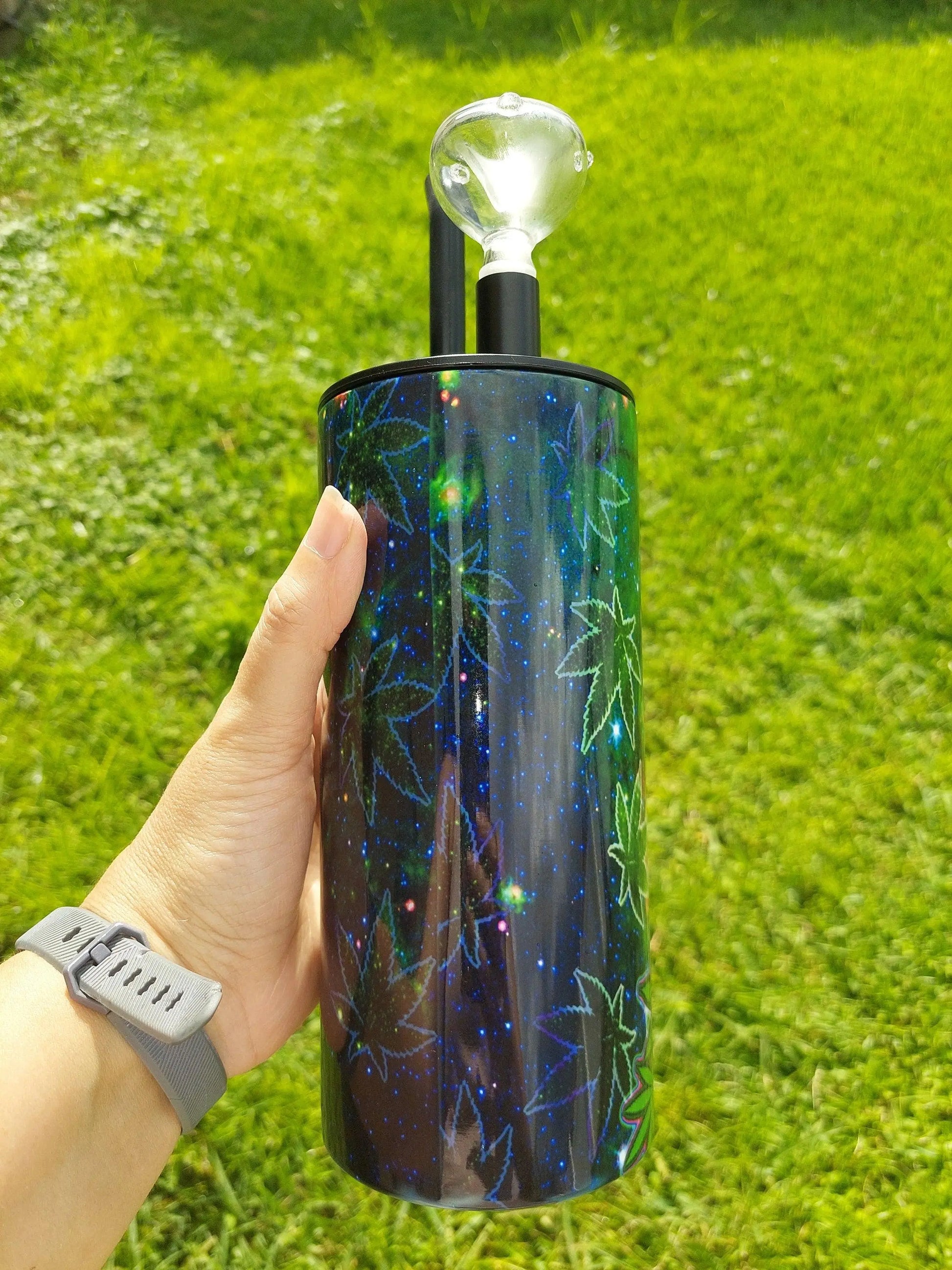 Hookah Tumbler with Jack Skellington Marijuana Design