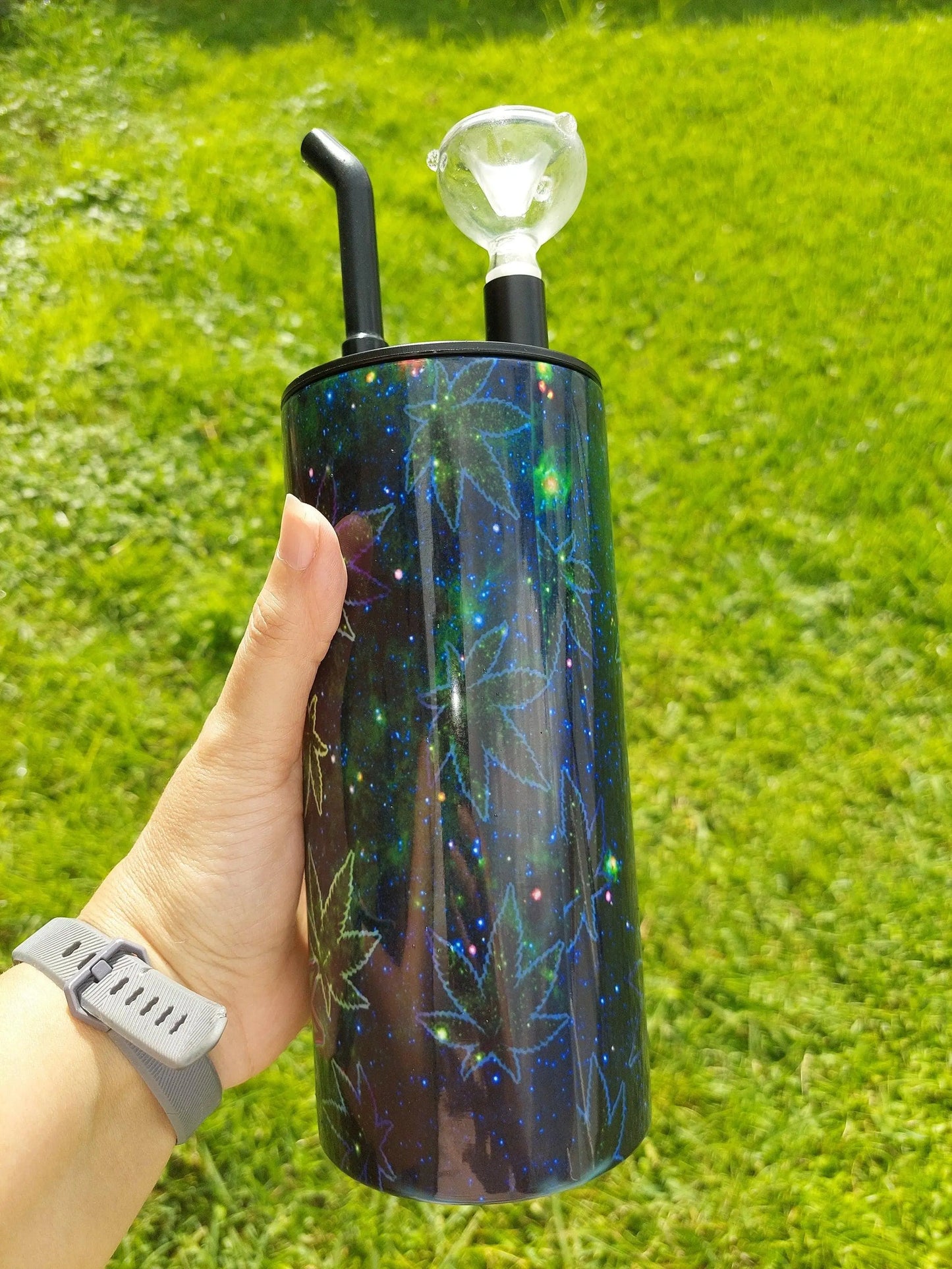 Hookah Tumbler with Jack Skellington Marijuana Design