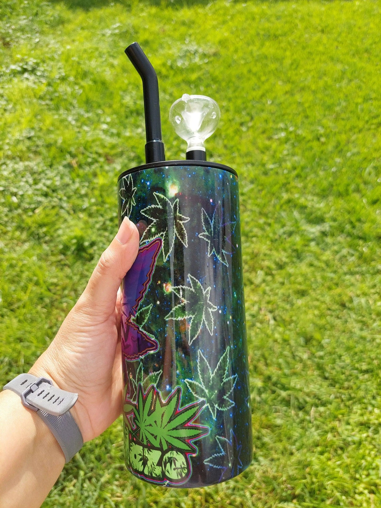 Hookah Tumbler with Jack Skellington Marijuana Design