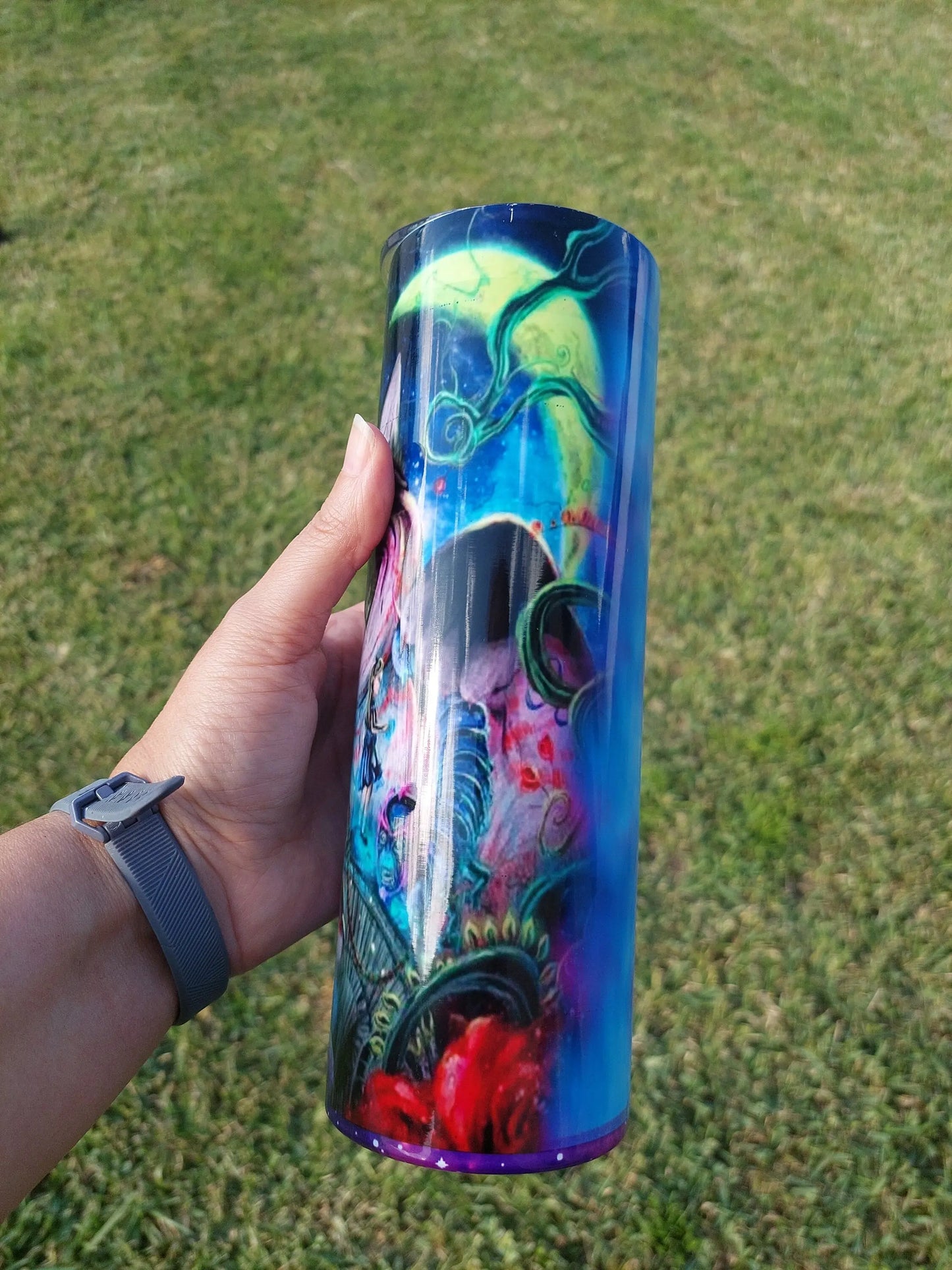 Sublimation Tumbler Creepy Cheshire Cat Design - Panoptic Handmade