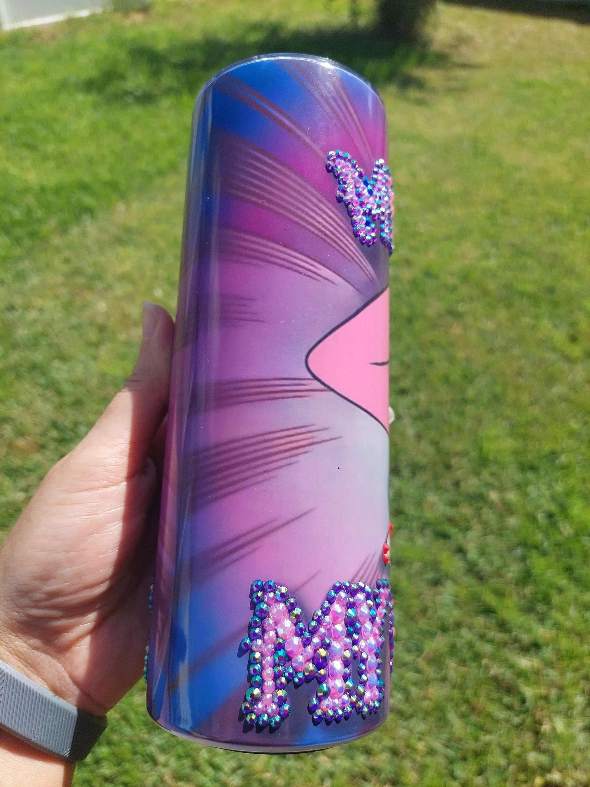 Sublimation Tumbler with a "My Body My Choice" Rhinestone Design