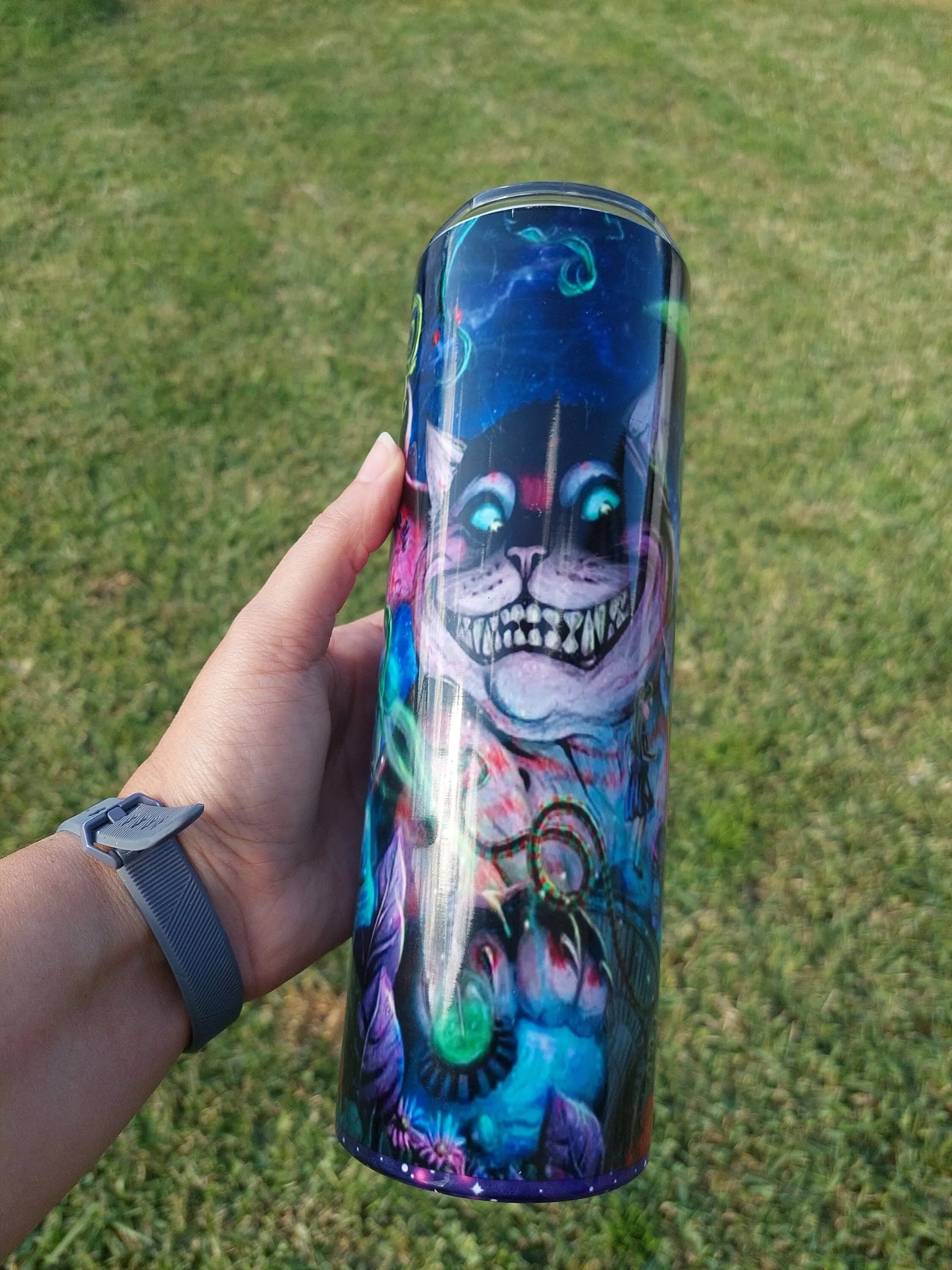 Sublimation Tumbler Creepy Cheshire Cat Design - Panoptic Handmade