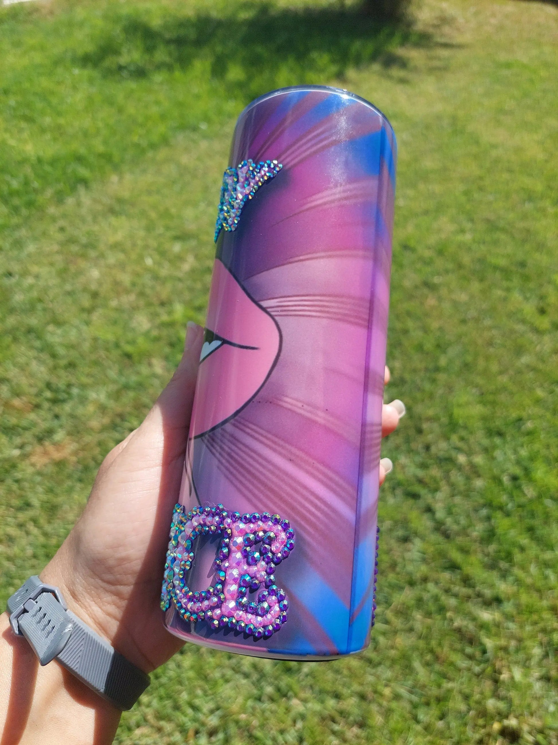 Sublimation Tumbler with a "My Body My Choice" Rhinestone Design