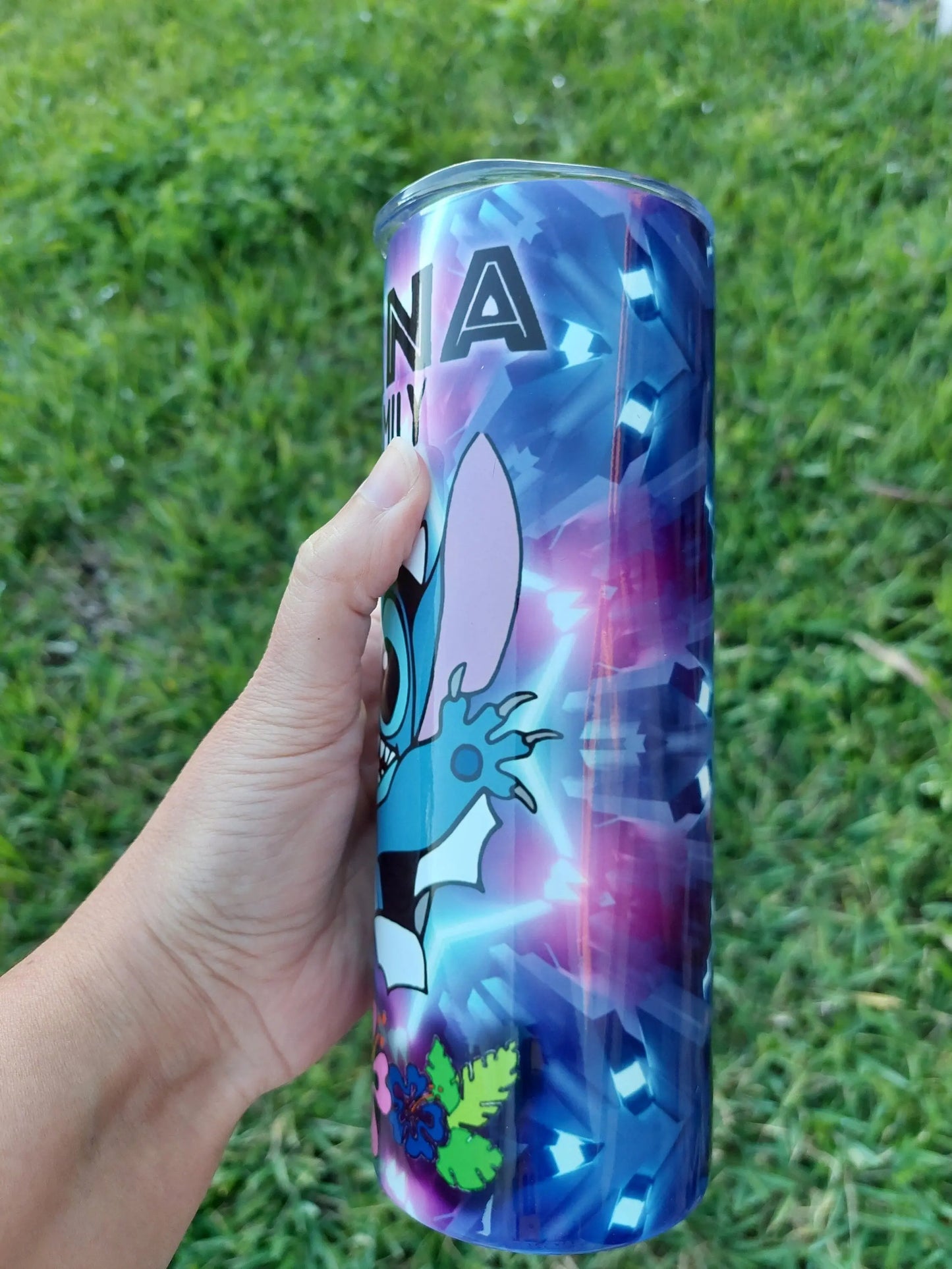Stitch Fanbased blue lightshow sublimation tumbler