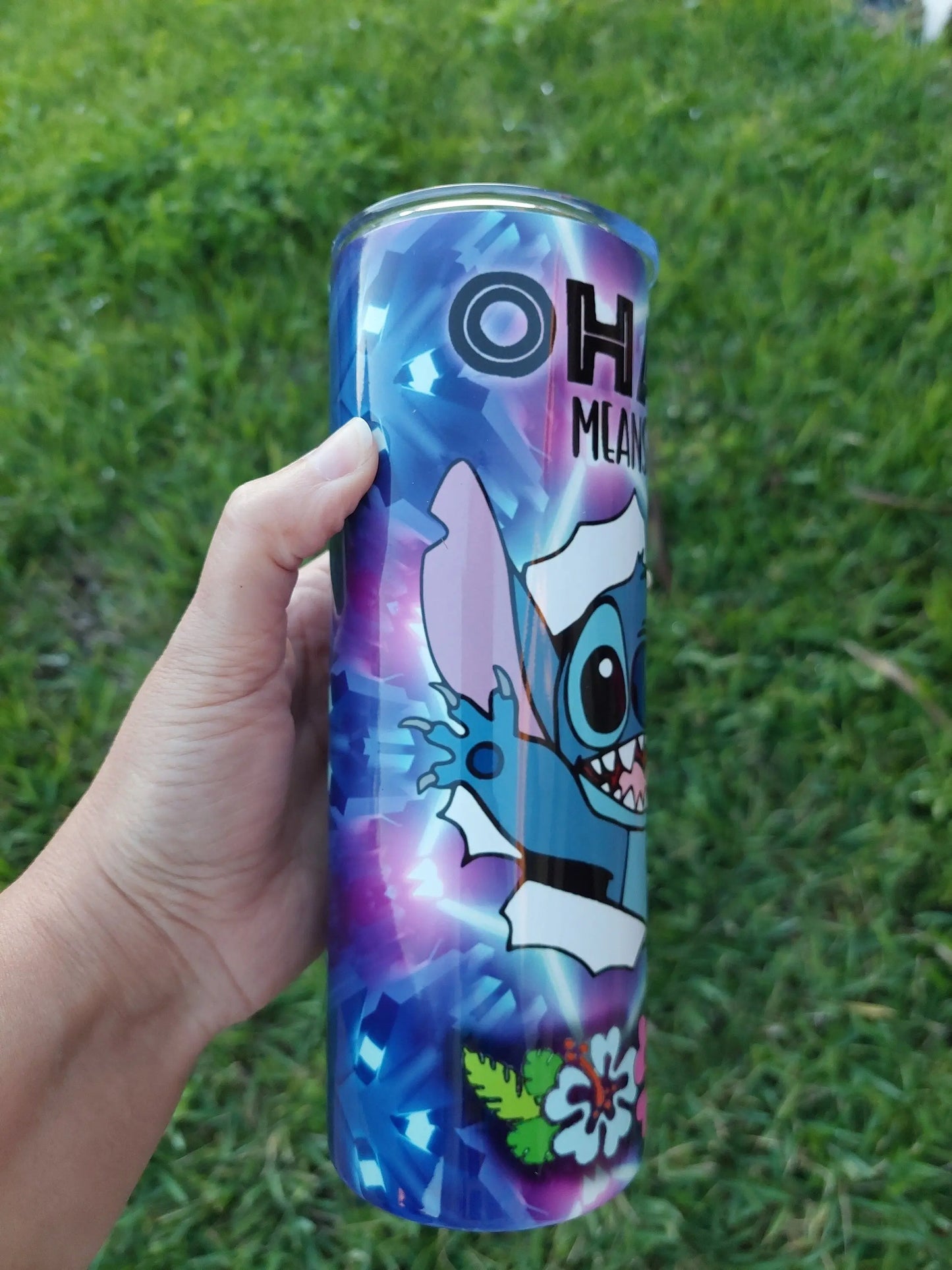 Stitch Fanbased blue lightshow sublimation tumbler
