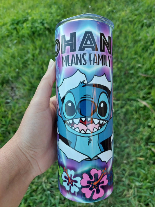 Stitch Fanbased blue lightshow sublimation tumbler