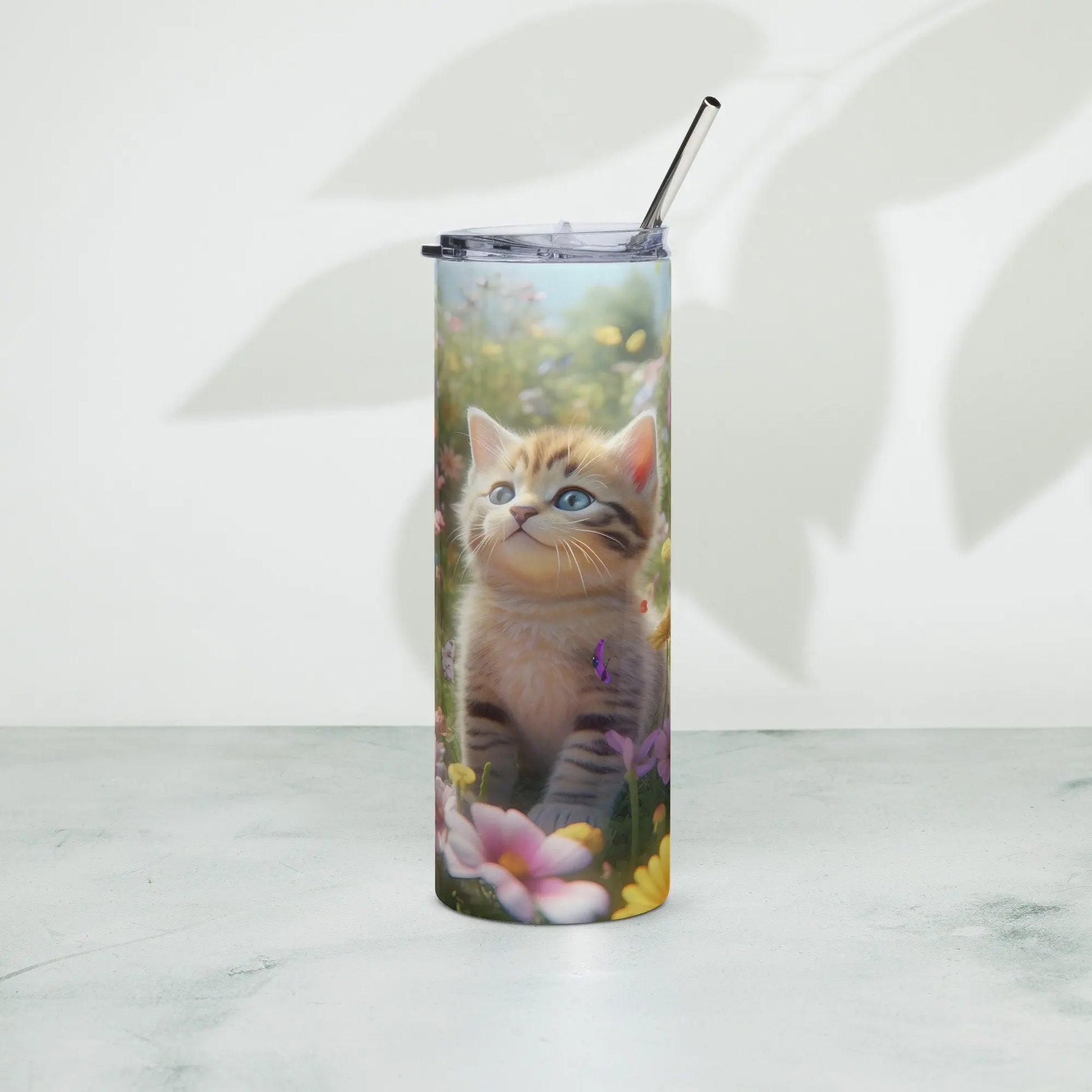 Personalized Cute Cat Lovers Cat in a Beautiful Garden Tumbler for Cat Moms Cat Lovers Gift - Panoptic Handmade