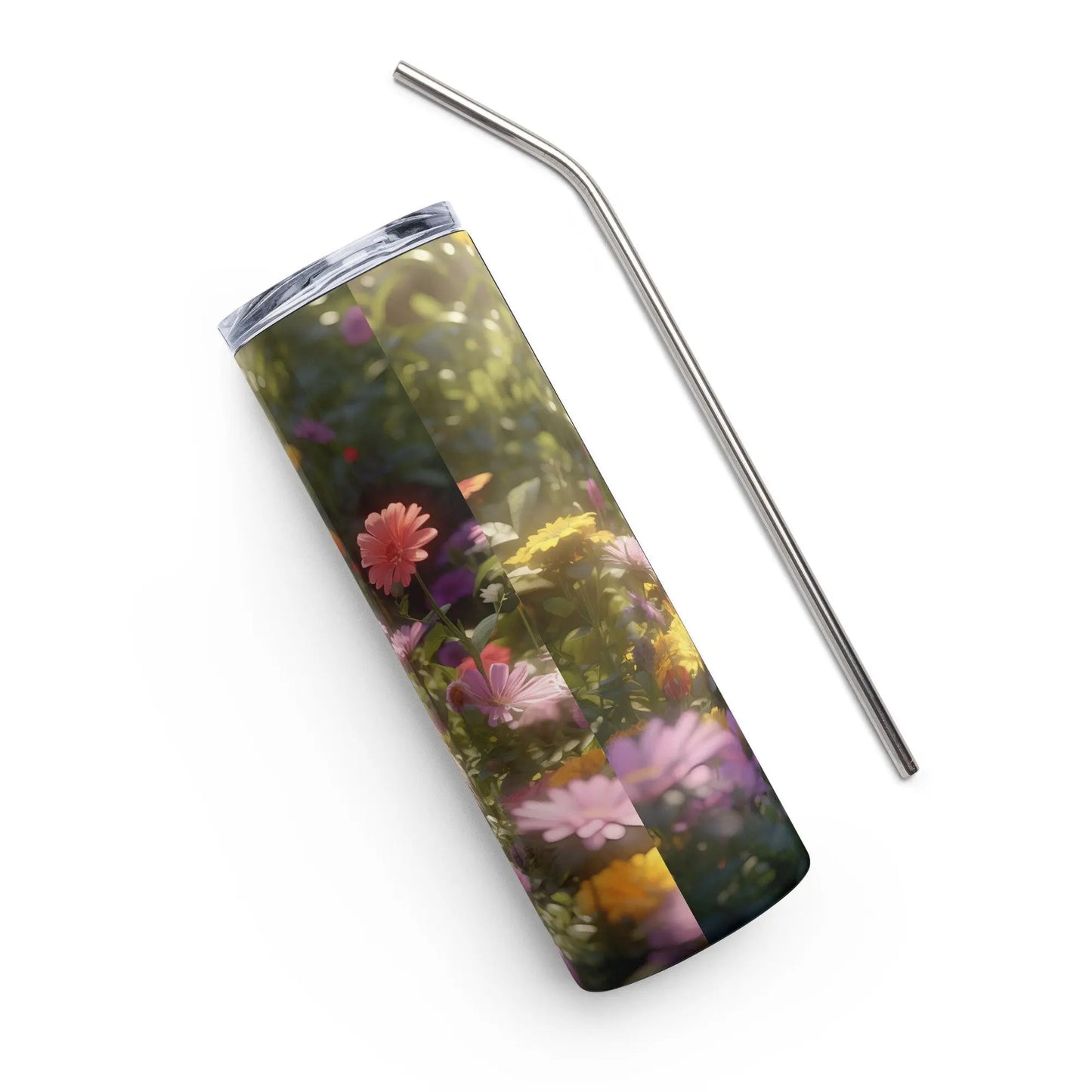 Personalized Cute Cat Lovers Cat in a Beautiful Garden Tumbler for Cat Moms Cat Lovers Gift