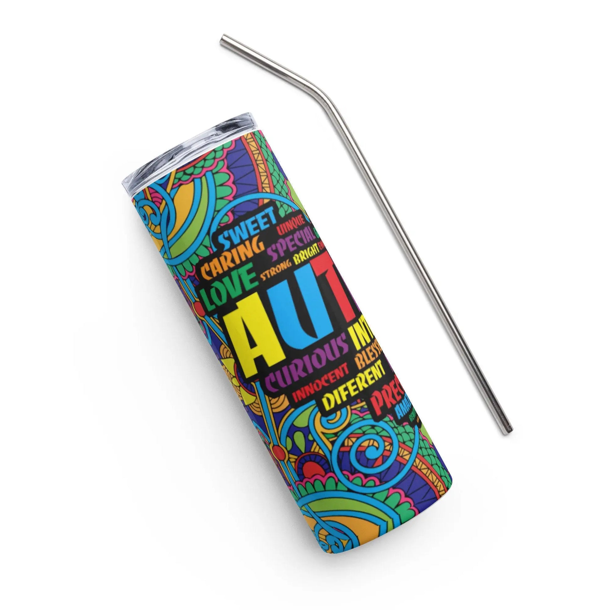 Customizable Colorful Autism Awareness and Autism Pride Tumbler Design for Autism Mom and Autism Dad A Gift for Her Or Gift for Him - Panoptic Handmade