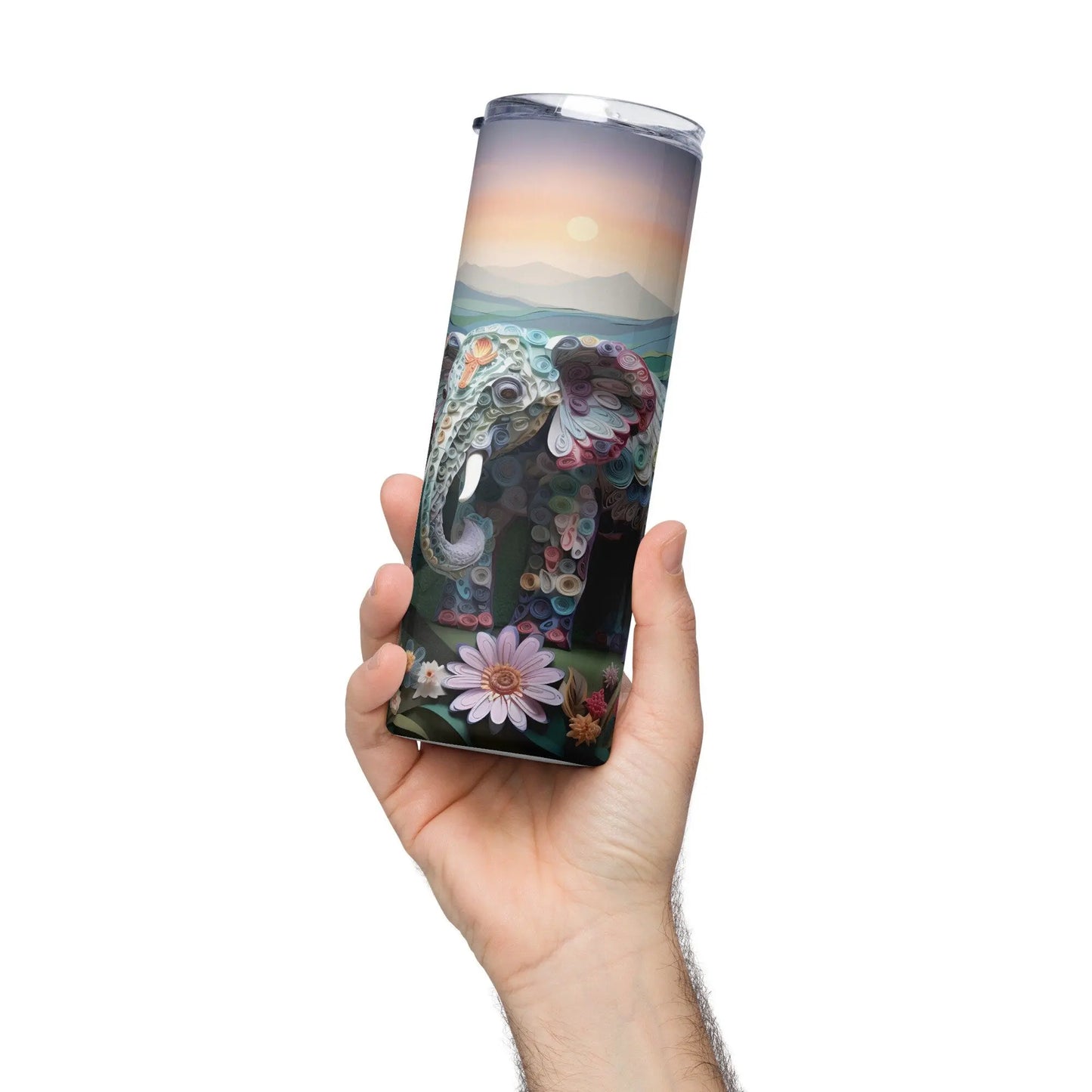 Personalized 3D Embroidered Cute Floral Elephant Lovers Sublimation Tumbler Gift for Elephant Lovers