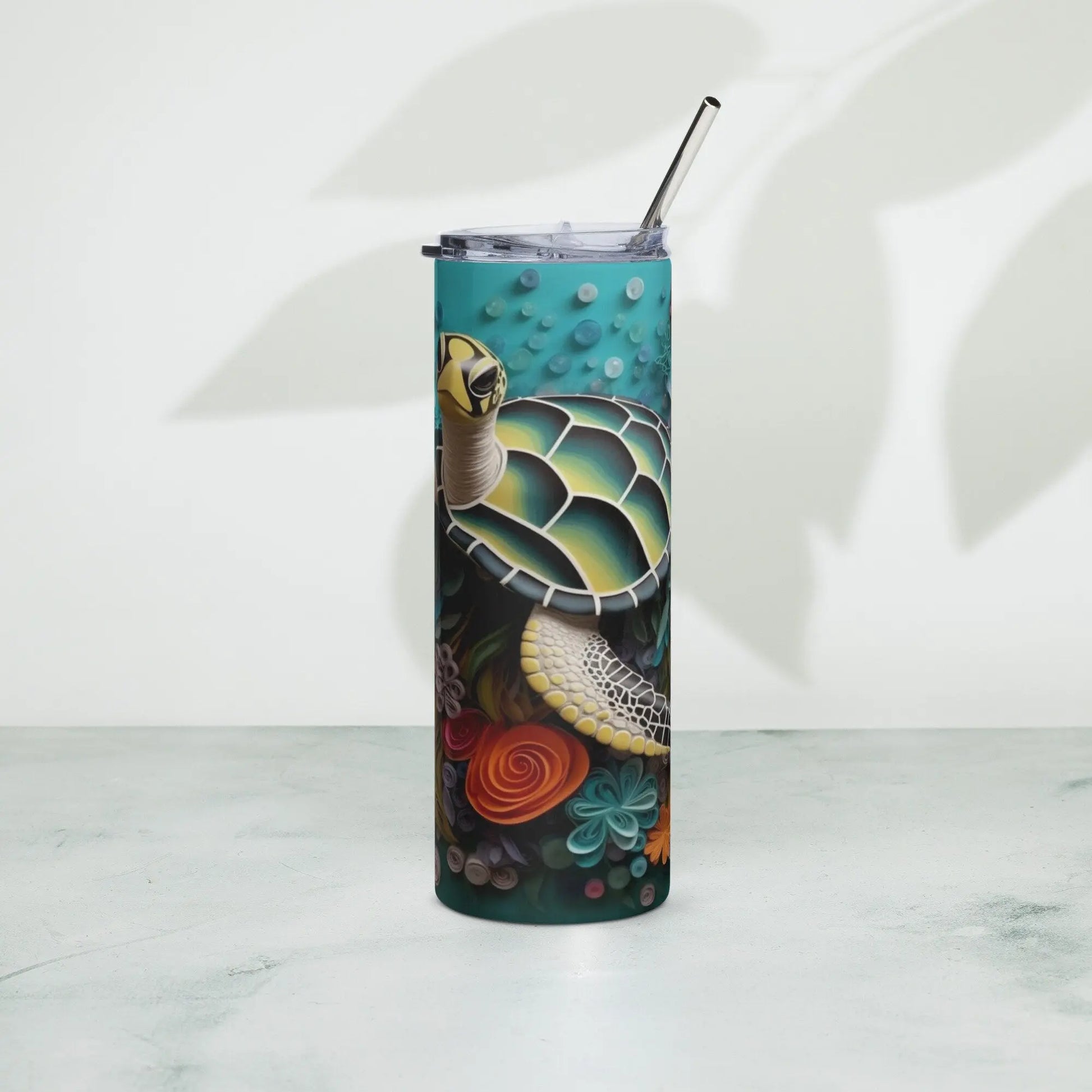 Personalized 3D Embroidered Sea Turtle Sublimation Tumbler