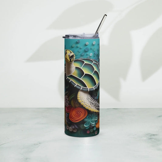 Personalized 3D Embroidered Sea Turtle Sublimation Tumbler