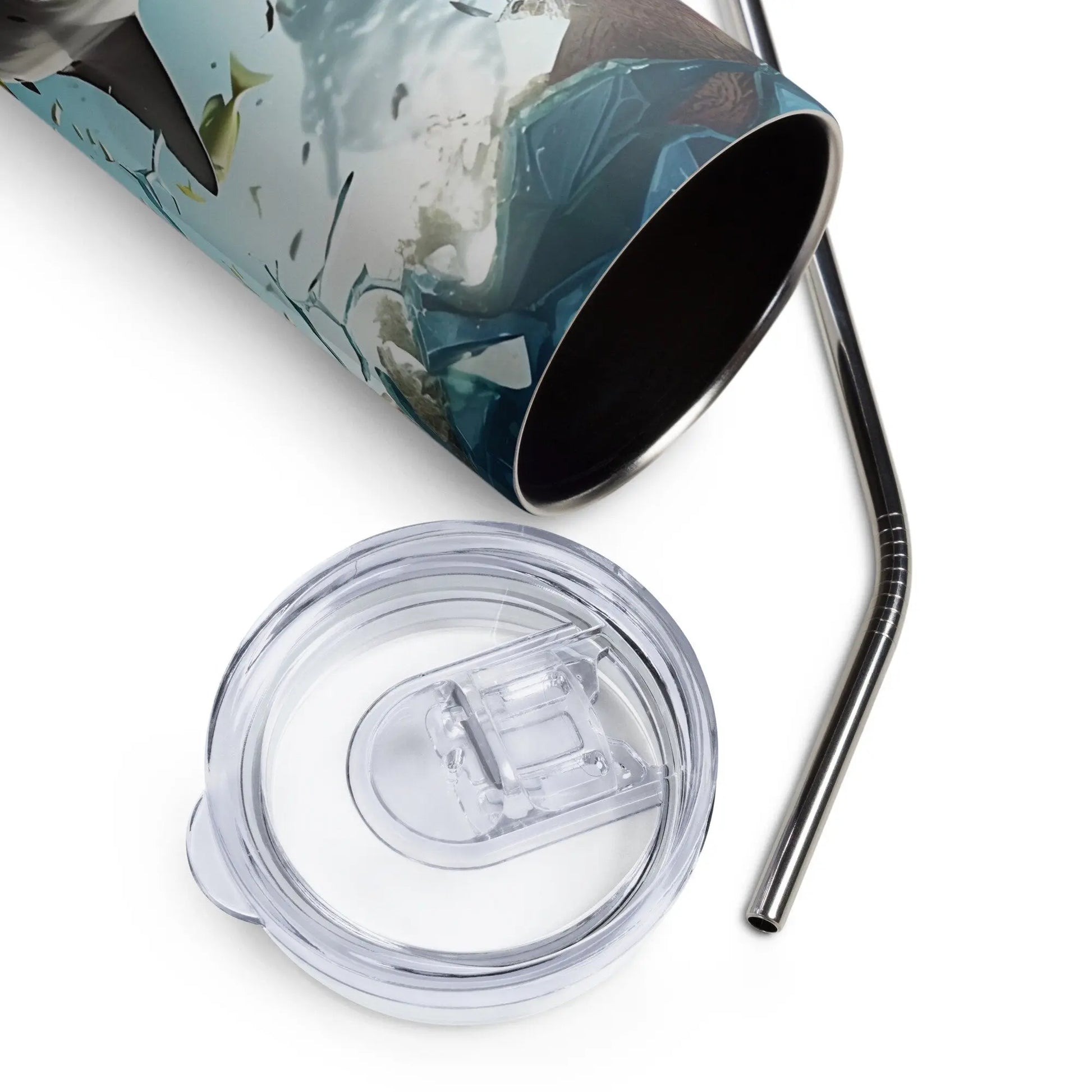 Personalized 3D Embroidered Shattered Glass Shark Sublimation Tumbler Gift for Fishermen - Panoptic Handmade