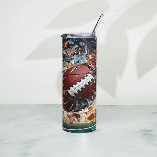 3D Embroidered Shattered Glass Football Sublimation Tumbler Gift for Men