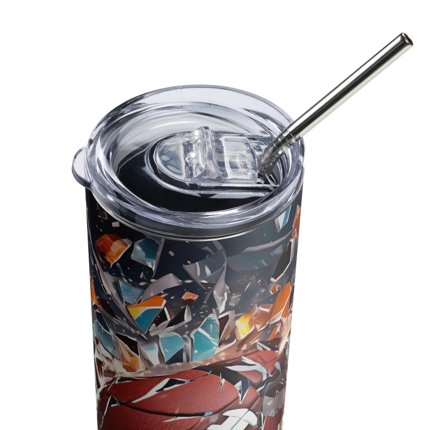 3D Embroidered Shattered Glass Football Sublimation Tumbler Gift for Men