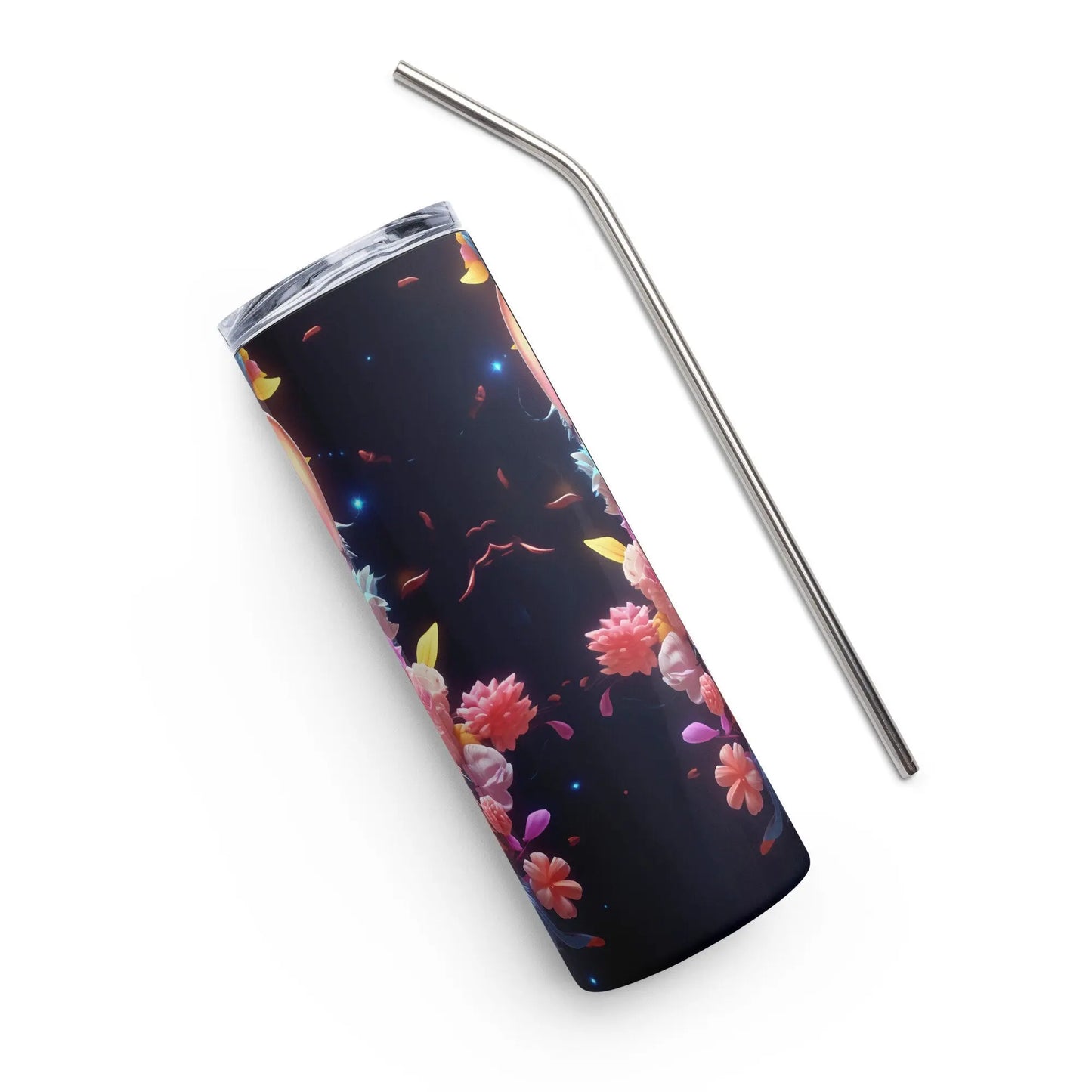 3D Embroidered Cute Floral Cat Fact Sublimation Tumbler Gift for Her