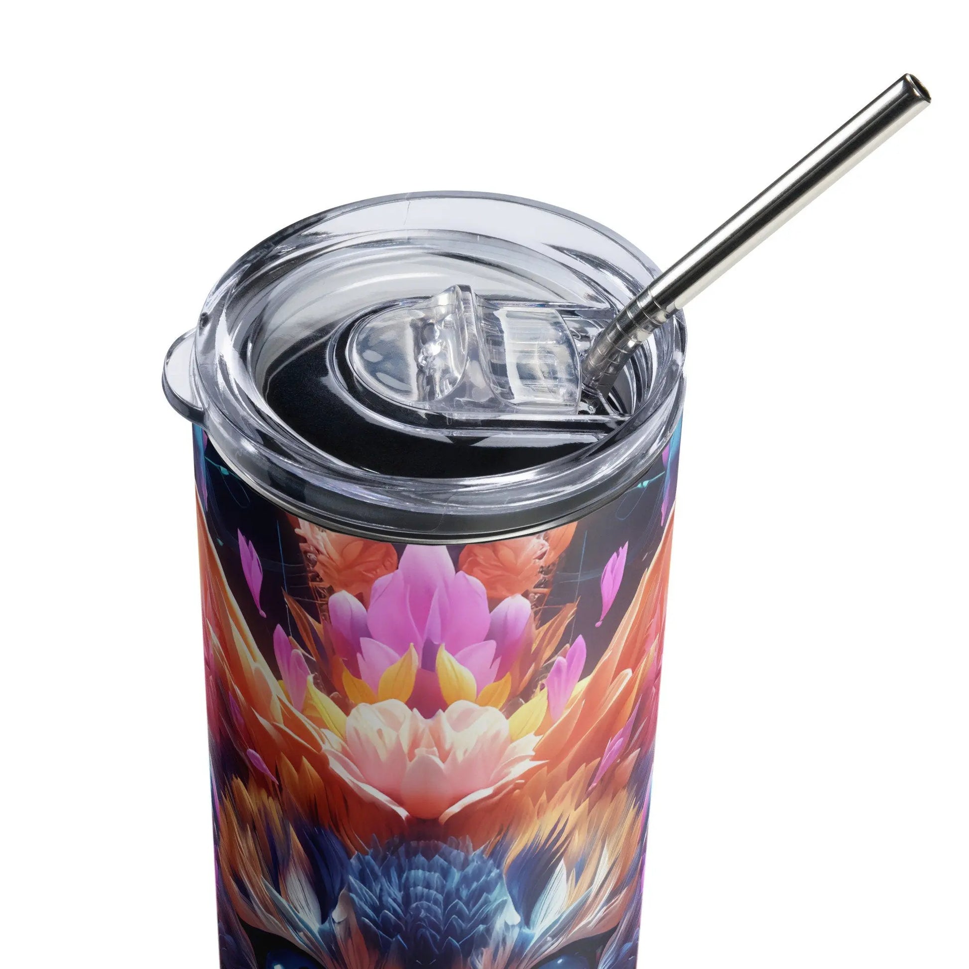 3D Embroidered Cute Floral Cat Fact Sublimation Tumbler Gift for Her