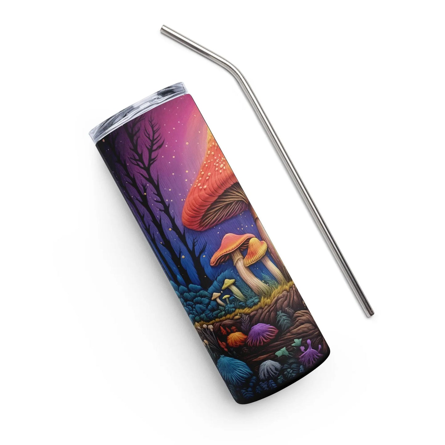 3D Embroidered Mushroom Sublimation Tumbler Gift for Mushroom Lovers - Panoptic Handmade