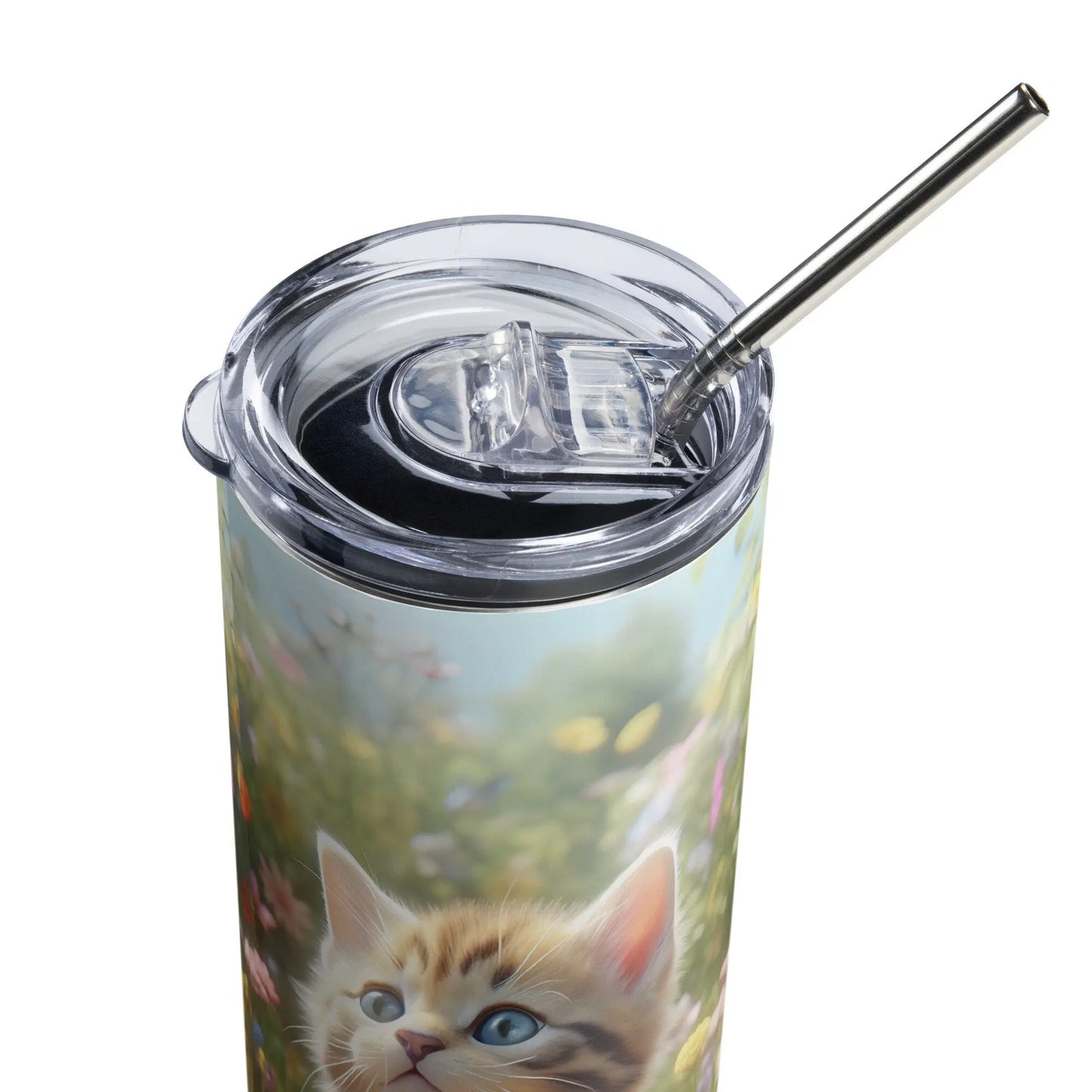 Personalized Cute Cat Lovers Cat in a Beautiful Garden Tumbler for Cat Moms Cat Lovers Gift - Panoptic Handmade