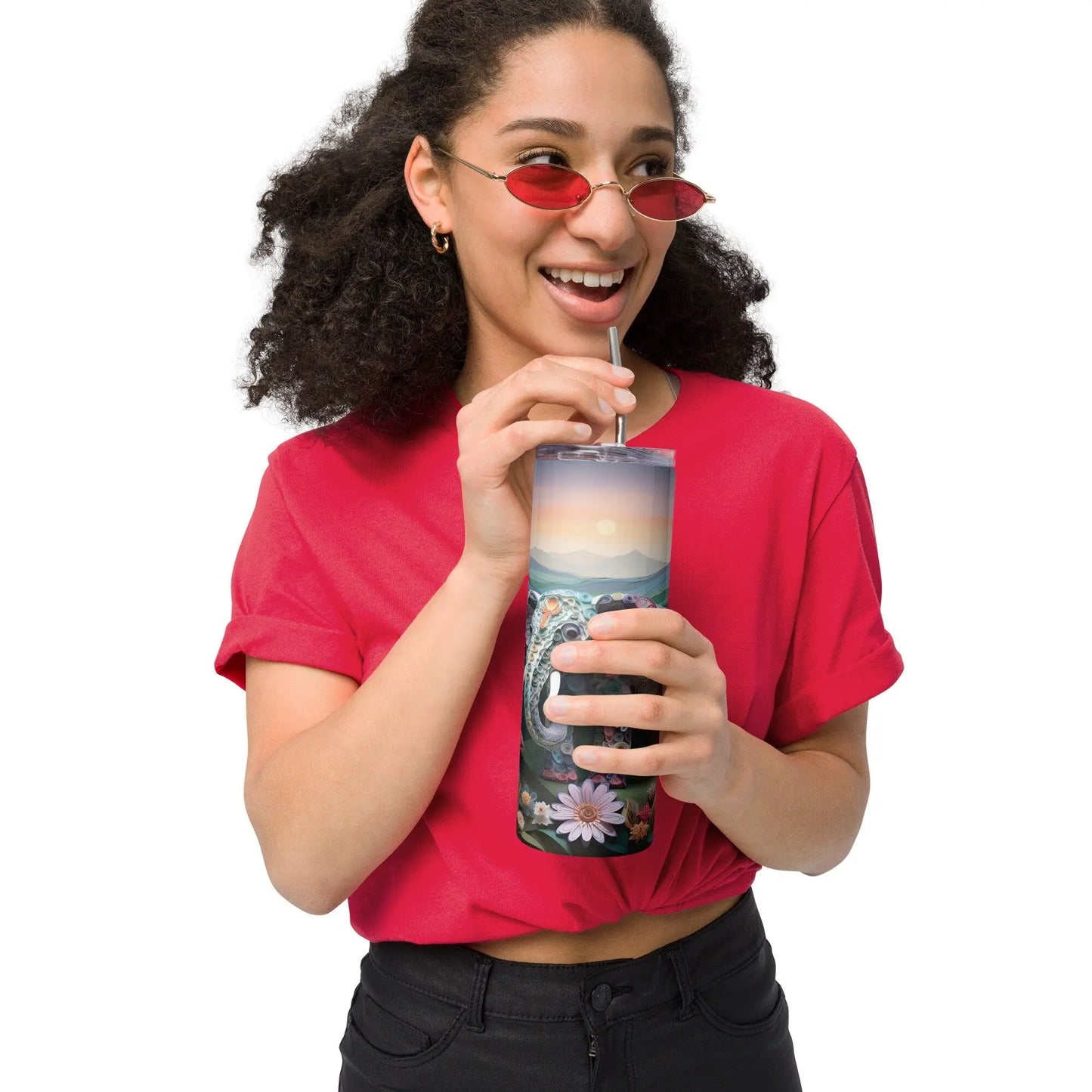 Personalized 3D Embroidered Cute Floral Elephant Lovers Sublimation Tumbler Gift for Elephant Lovers