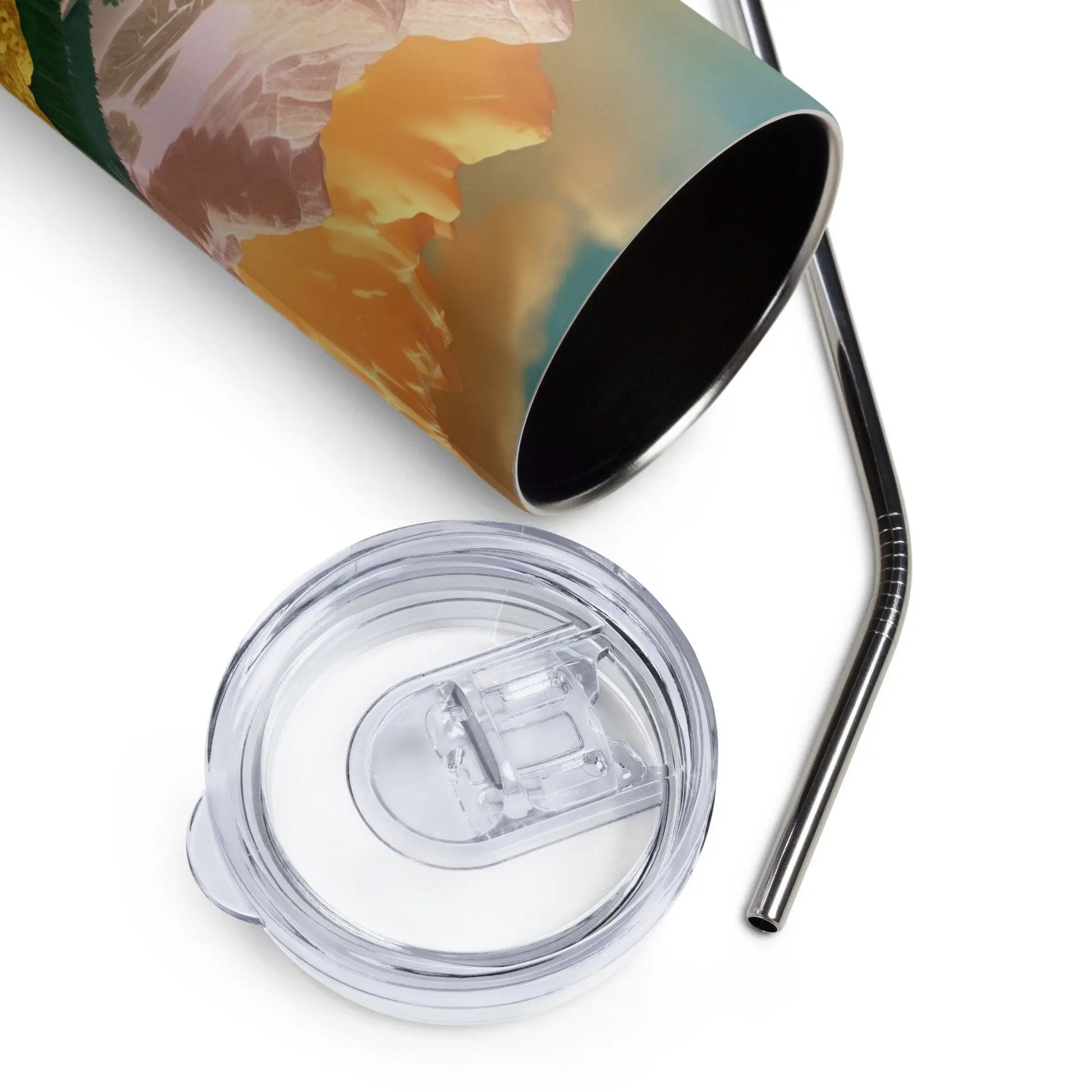 Personalized 3D Cute Embroidered Aesthetic White and Yellow Mountain Tumbler Yellow Daisies.