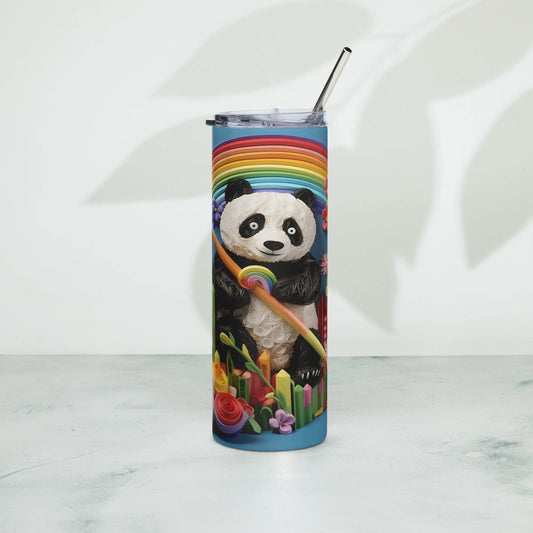 3D Embroidered Cute Panda Sublimation Tumbler Gift for Panda Lovers - Panoptic Handmade